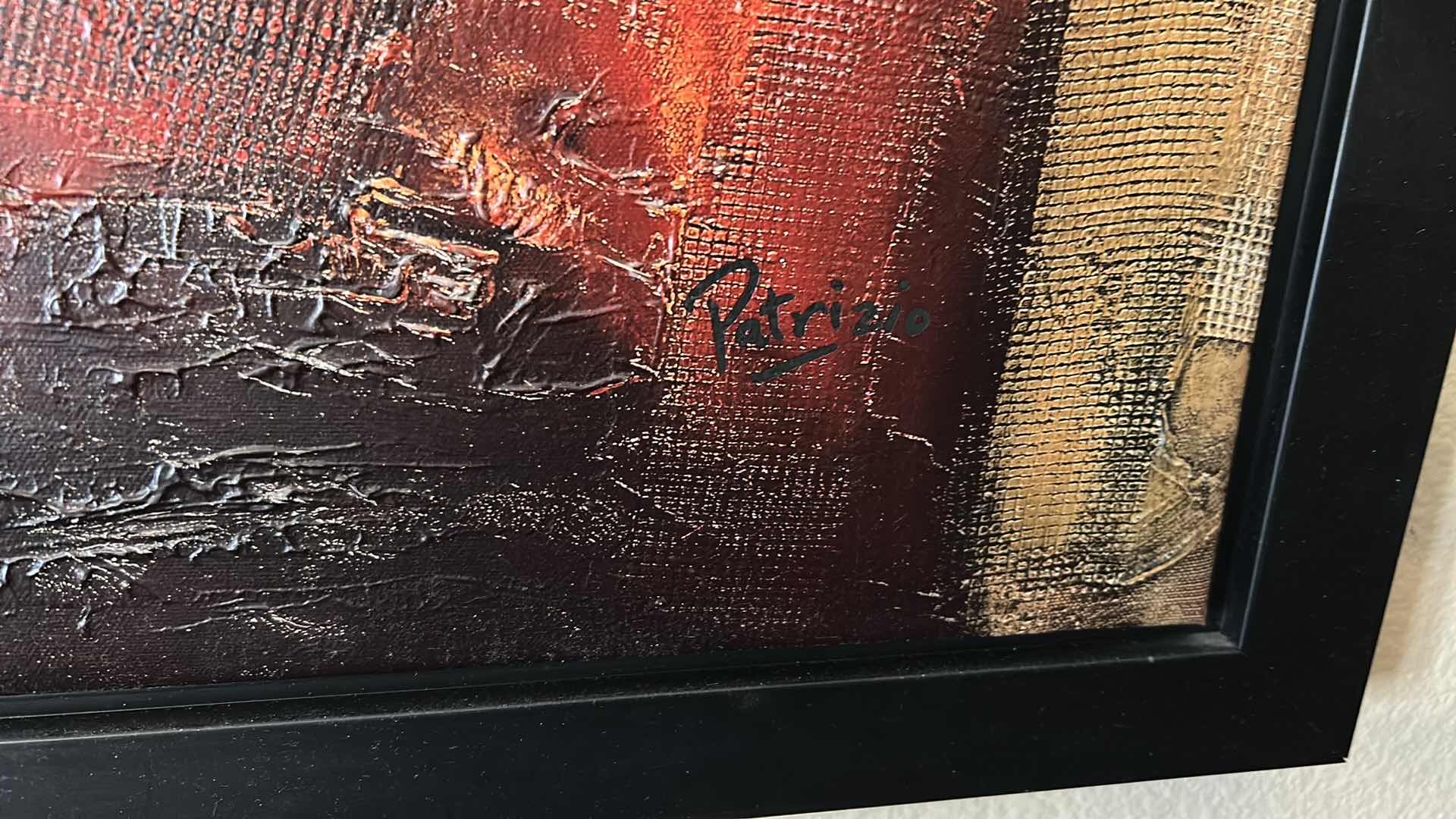 Photo 1 of MICHELE PATRIZIO FRAMED ABSTRACT PAINTING 50"X 39"