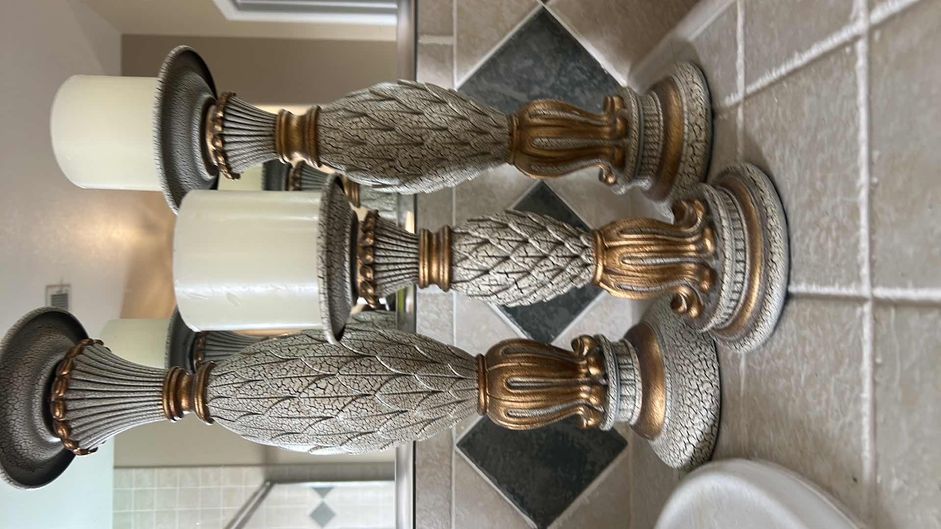 Photo 1 of 3 DECORATIVE CANDLE HOLDERS (TALLEST H17”)