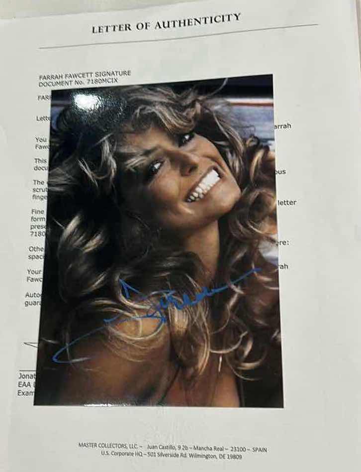 Photo 1 of AUTOGRAPHED FARRAH FAWCETT PHOTO WITH COA 4” x 6”