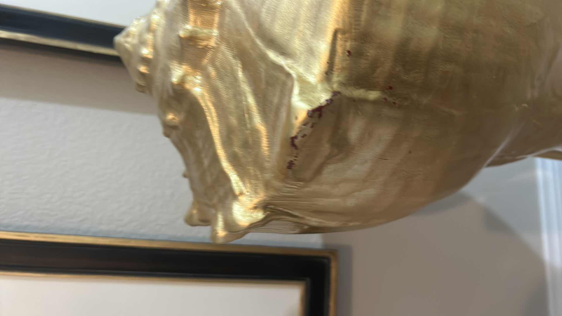 Photo 1 of VERY HEAVY APPROX 34” HIGH MOUNTED GOLD SEASHELL DESIGN DECOR