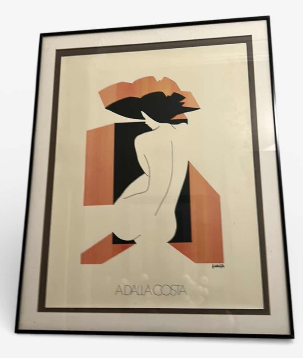 Photo 1 of BLACK METAL FRAMED, SIGNED, SERIGRAPH OR LITHOGRAPH PRINT BY ITALIAN ARTIST AMLETO DALLA COSTA.

• ARTIST: AMLETO DALLA COSTA (ITALIAN, B. 1929).
• SUBJECT: PROLIFIC REPRESENTATION OF A STYLIZED FEMALE FORM.
• PERIOD: COMMONLY PRODUCED IN THE 1970S AND 19