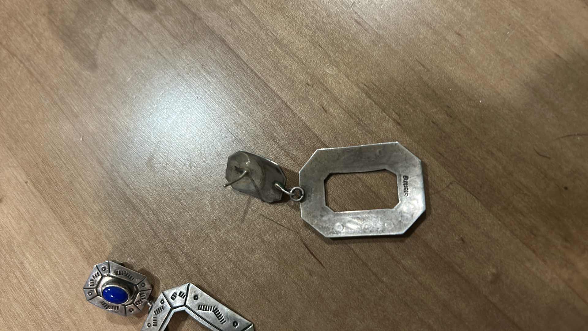 Photo 1 of STERLING SILVER  'LAPIS LAZULI STONE, NATIVE AMERICAN JEWELRY VINTAGE NAVAJO EARRINGS,  2” LONG