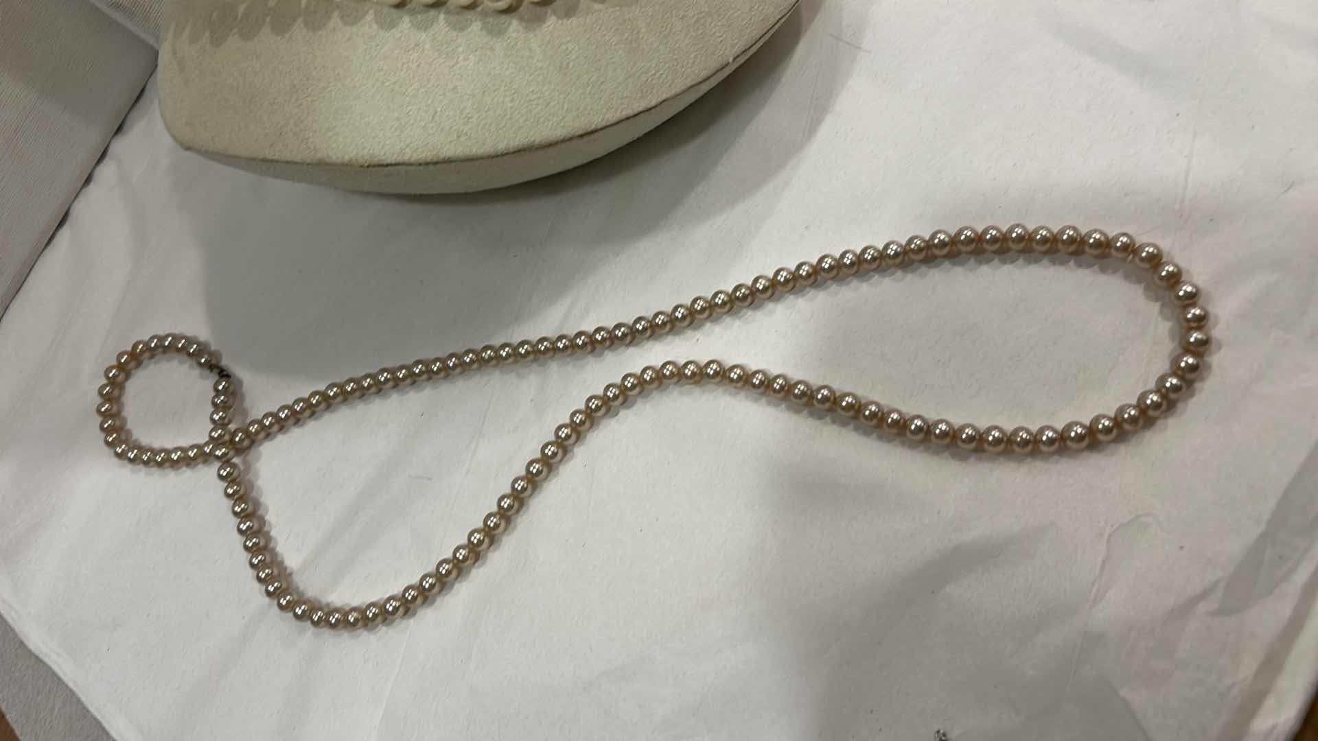 Photo 1 of 3 CULTURED PEARLS  NECKLACES  – STERLING CLASP – WHITE & CHAMPAGNE TONES (PEARLS NOT PROFESSIONALLY TESTED)