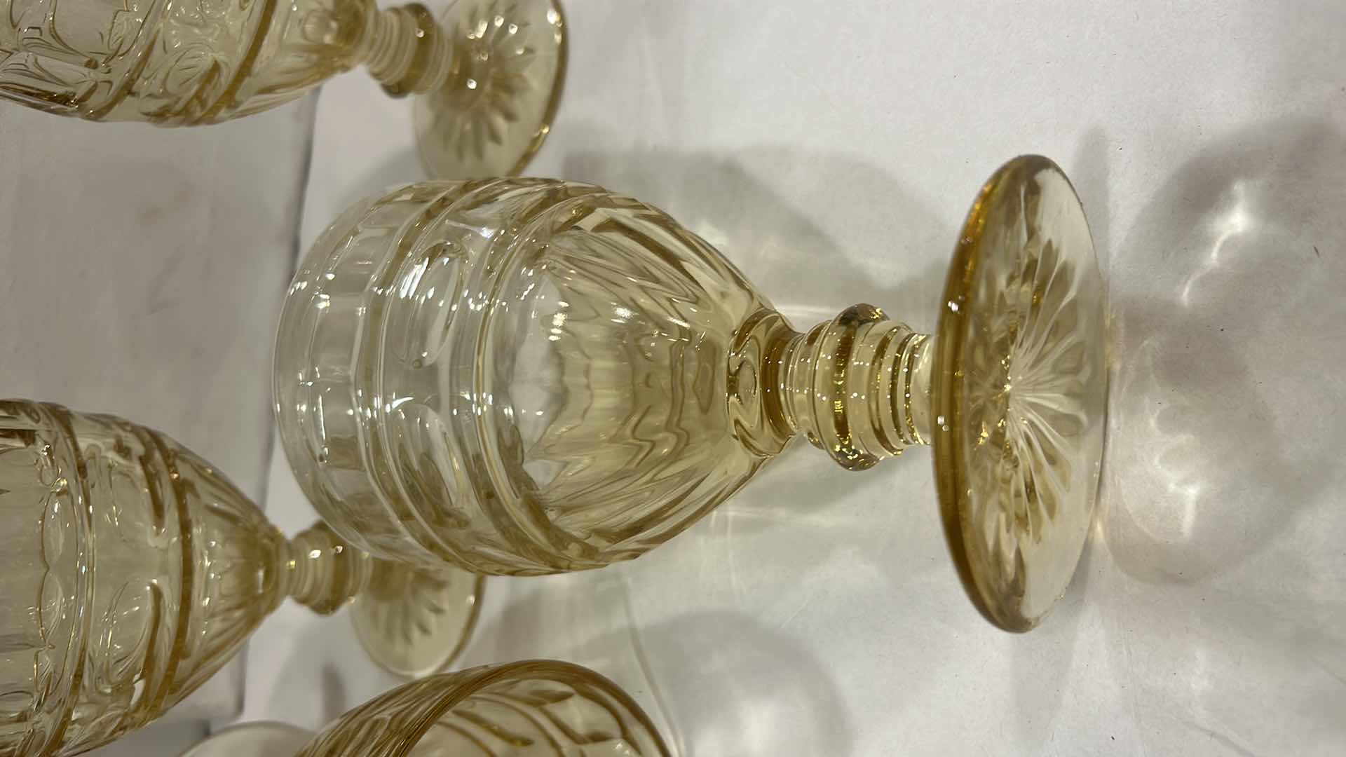 Photo 1 of 5 FOSTORIA HERMITAGE TOPAZ YELLOW WATER GOBLET, PRODUCED BY THE FOSTORIA GLASS COMPANY BETWEEN 1932 AND 1936.
