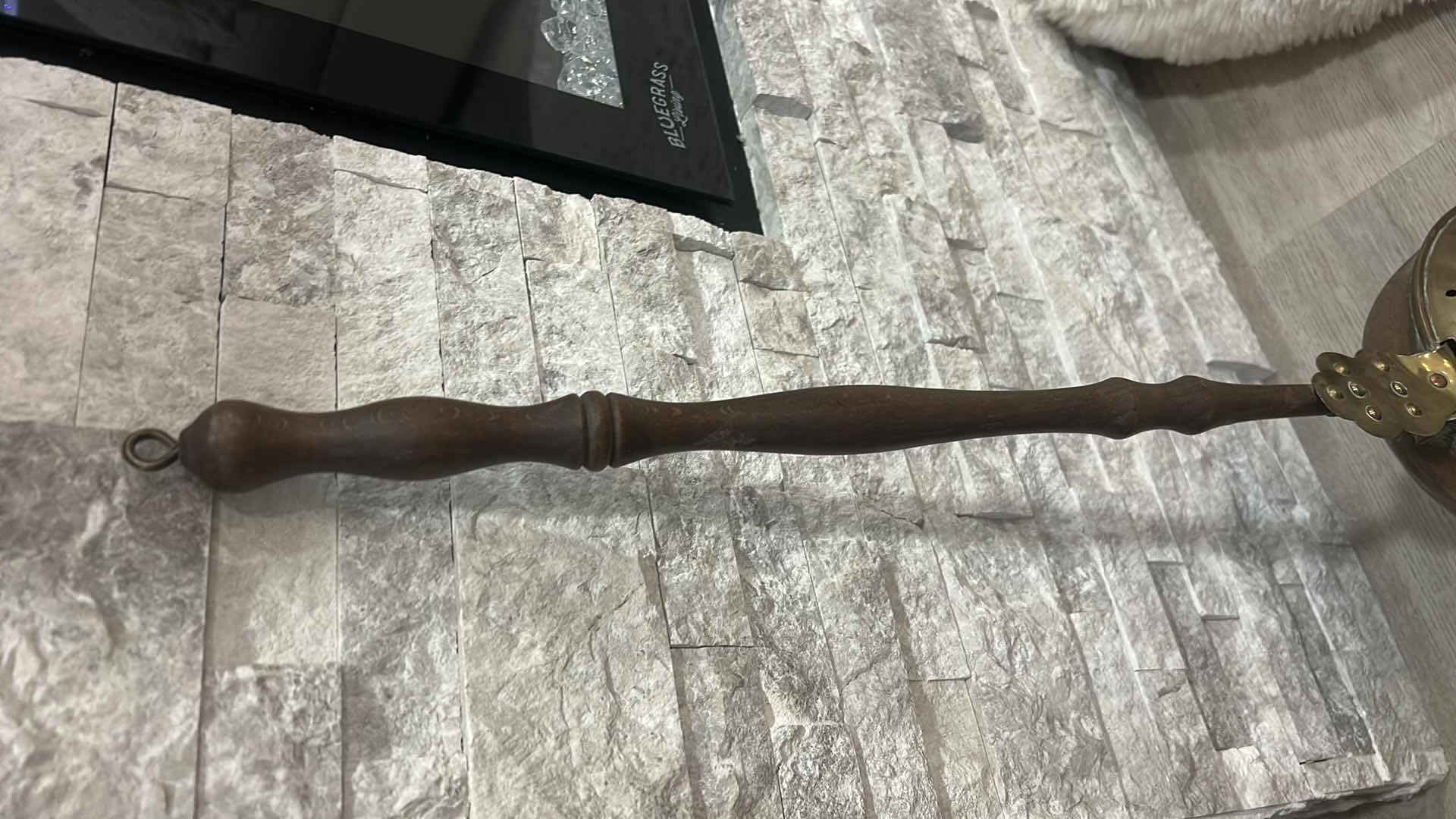 Photo 1 of BRASS AND COPPER BED WARMER WITH WOODEN HANDLE, HOLLAND