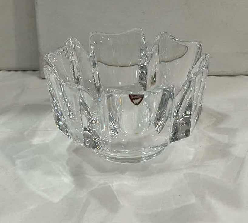 Photo 1 of VINTAGE ORREFORS “CORONA” CRYSTAL BOWL DESIGNED BY LARS HELLSTEN IN SWEDEN. 6” x H3 1/2”