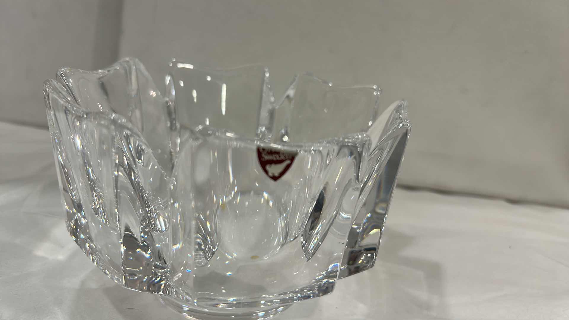 Photo 1 of VINTAGE ORREFORS “CORONA” CRYSTAL BOWL DESIGNED BY LARS HELLSTEN IN SWEDEN. 6” x H3 1/2”