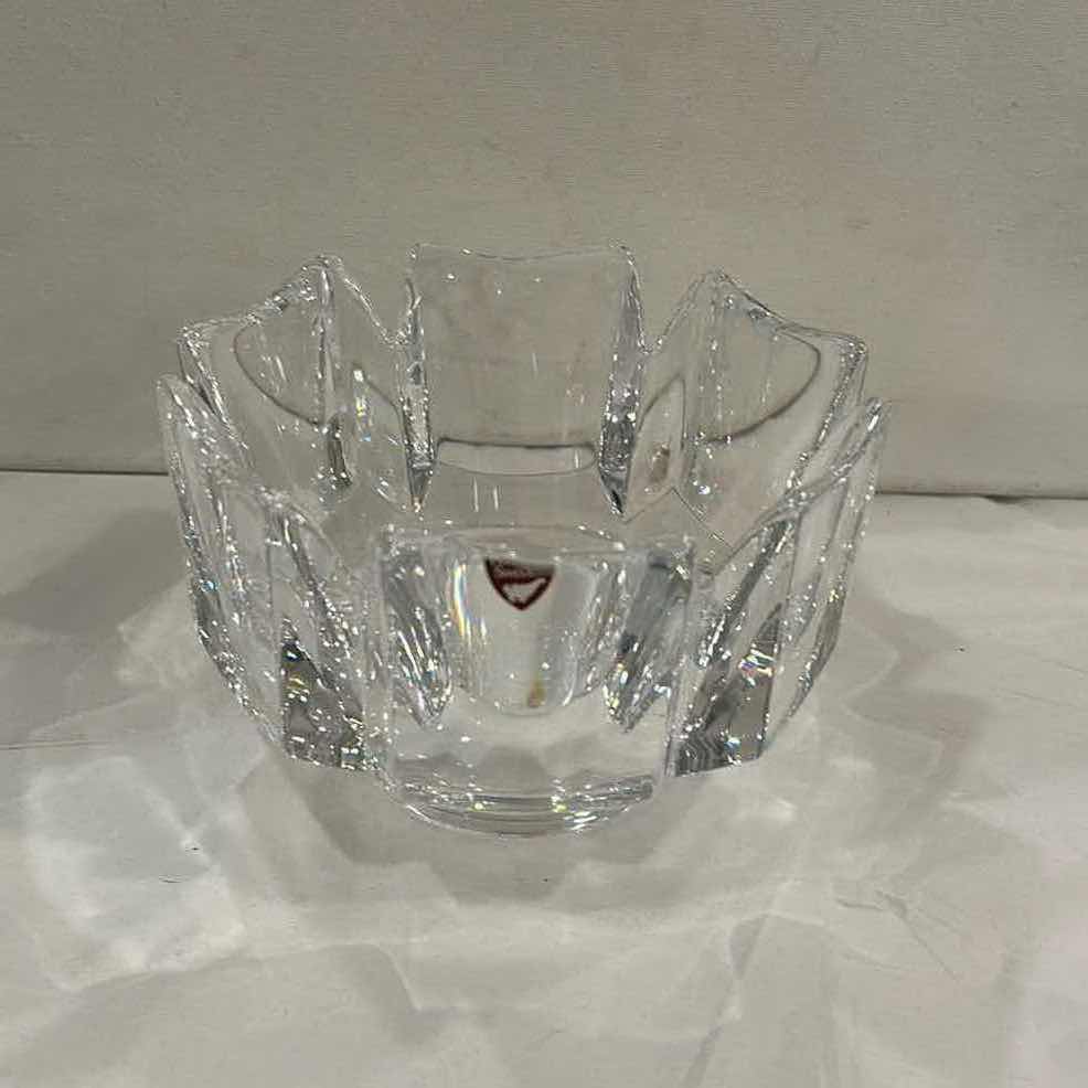 Photo 1 of VINTAGE ORREFORS “CORONA” CRYSTAL BOWL DESIGNED BY LARS HELLSTEN IN SWEDEN. 6” x H3 1/2”