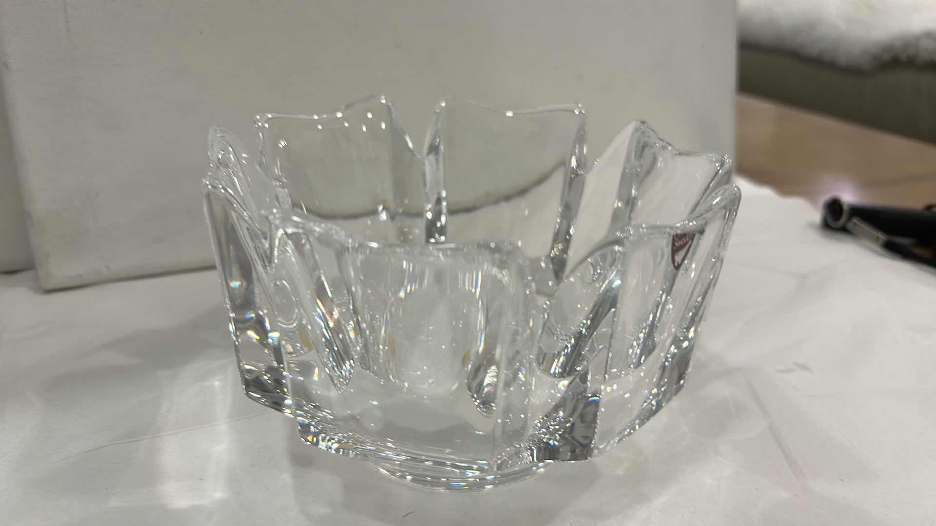 Photo 1 of VINTAGE ORREFORS “CORONA” CRYSTAL BOWL DESIGNED BY LARS HELLSTEN IN SWEDEN. 6” x H3 1/2”