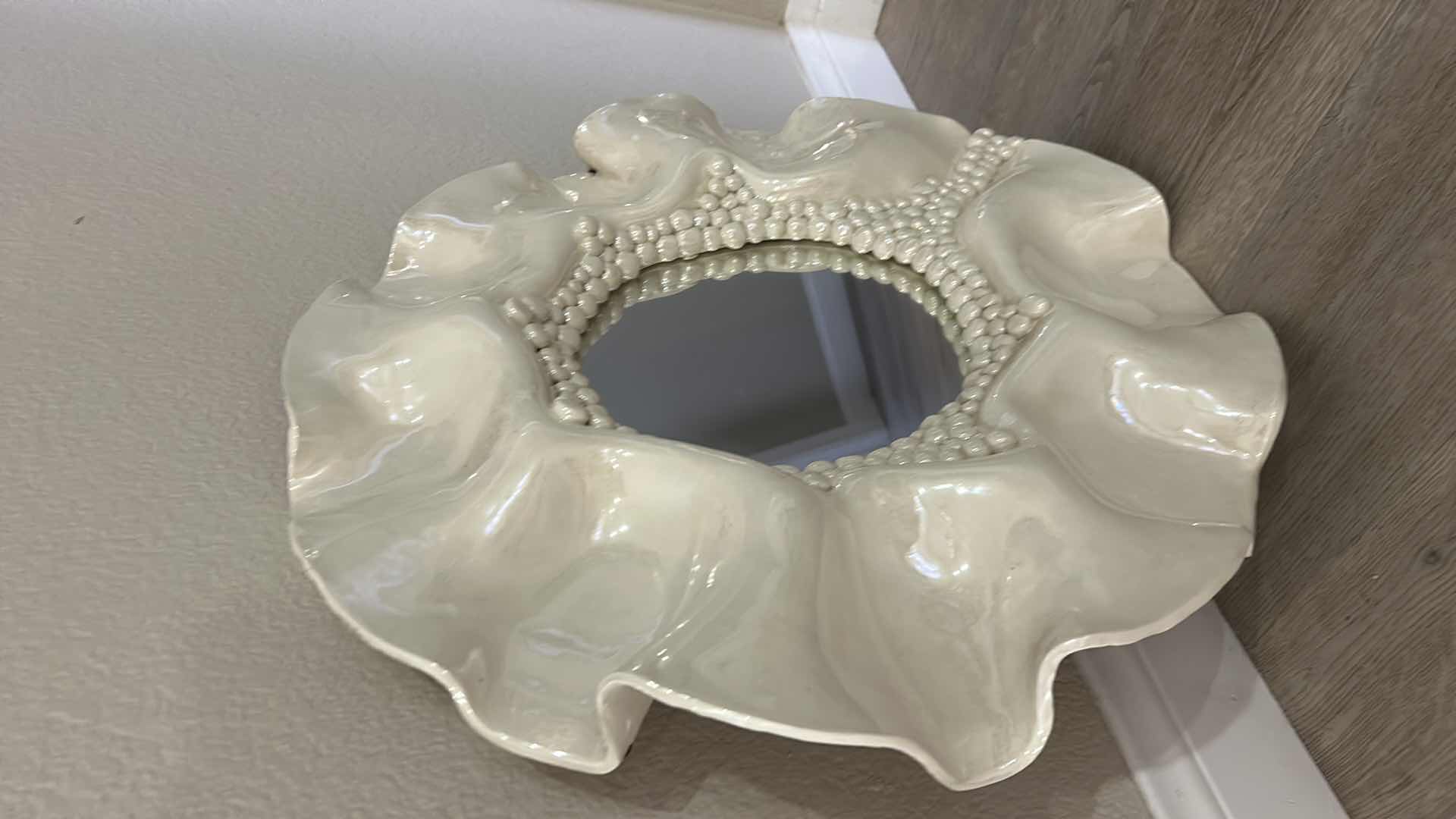Photo 1 of HANDMADE CERAMIC “PEARLS” MIRROR  22” x 22”