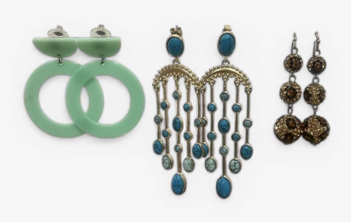 Photo 1 of FASHION JEWELRY- 3 PAIRS PIERCED EARRINGS