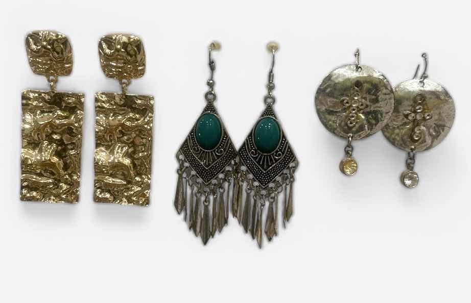 Photo 1 of FASHION JEWELRY- 3 PAIRS PIERCED EARRINGS