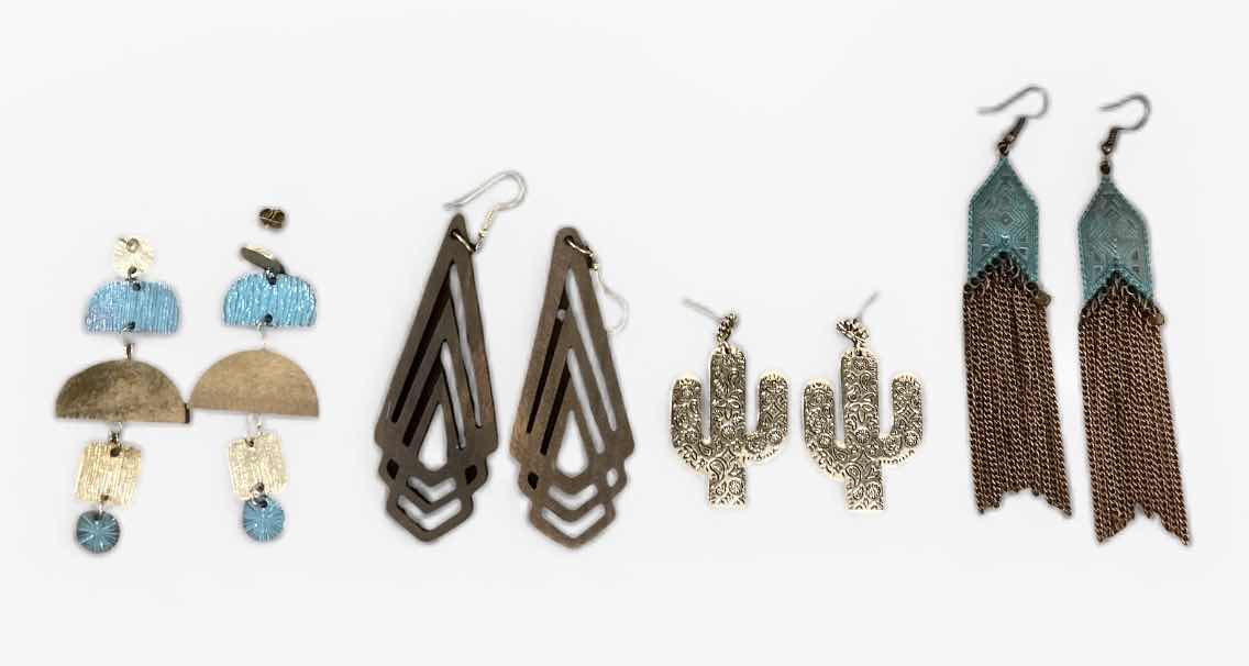 Photo 1 of FASHION JEWELRY- 4 PAIRS PIERCED EARRINGS