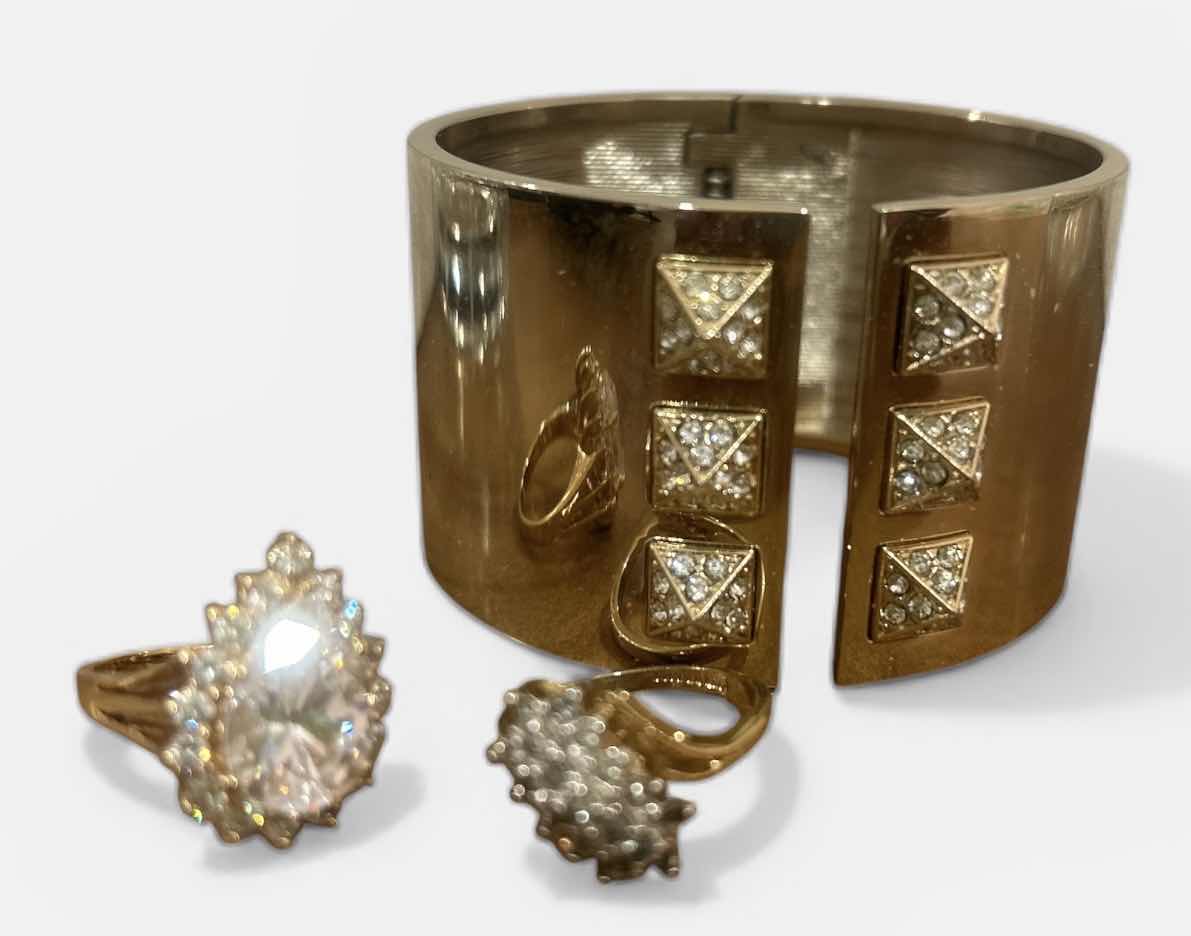 Photo 1 of FASHION JEWELRY, 2 RINGS AND 1 BRACELET (RING SIZE EST 7,8)