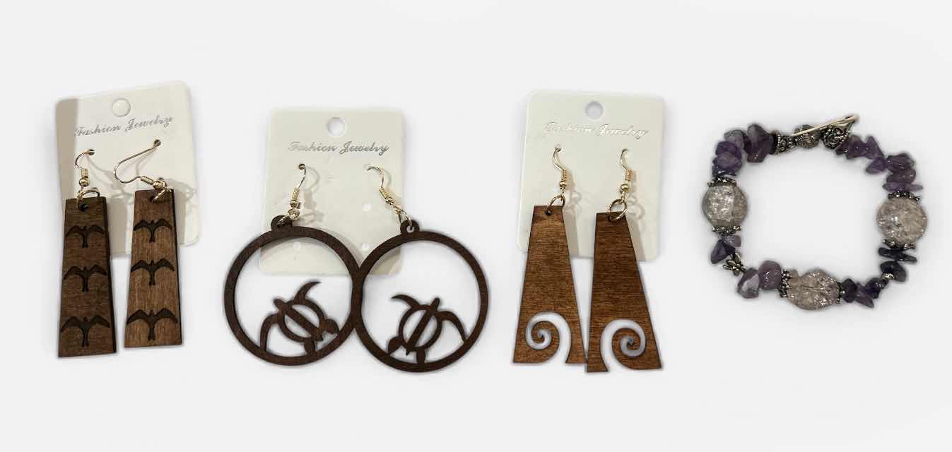 Photo 1 of FASHION JEWELRY- 3 PAIRS PIERCED EARRINGS & 1 BRACELET