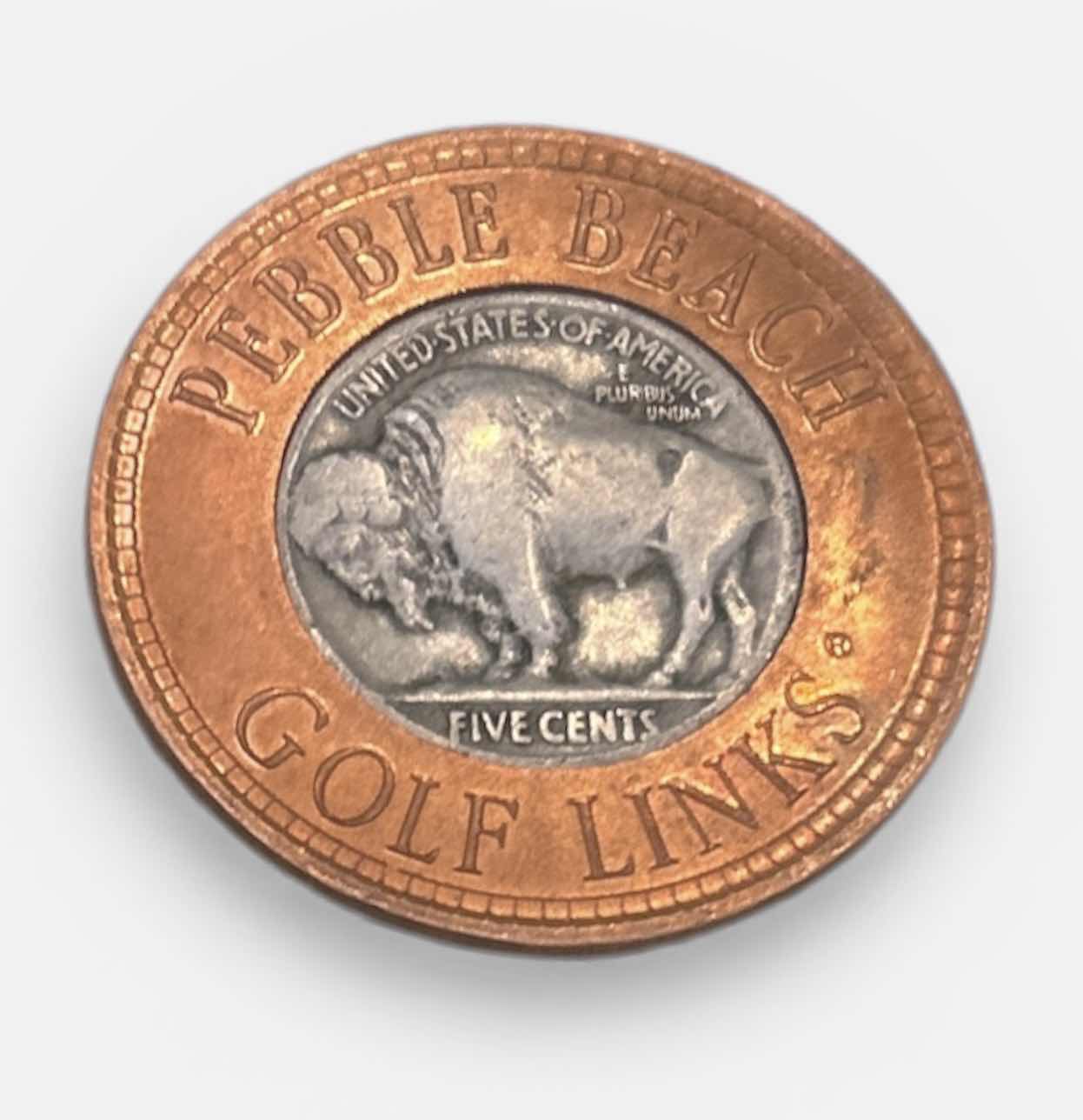 Photo 1 of PEBBLE BEACH BUFFALO NICKEL GOLF BALL MARKER