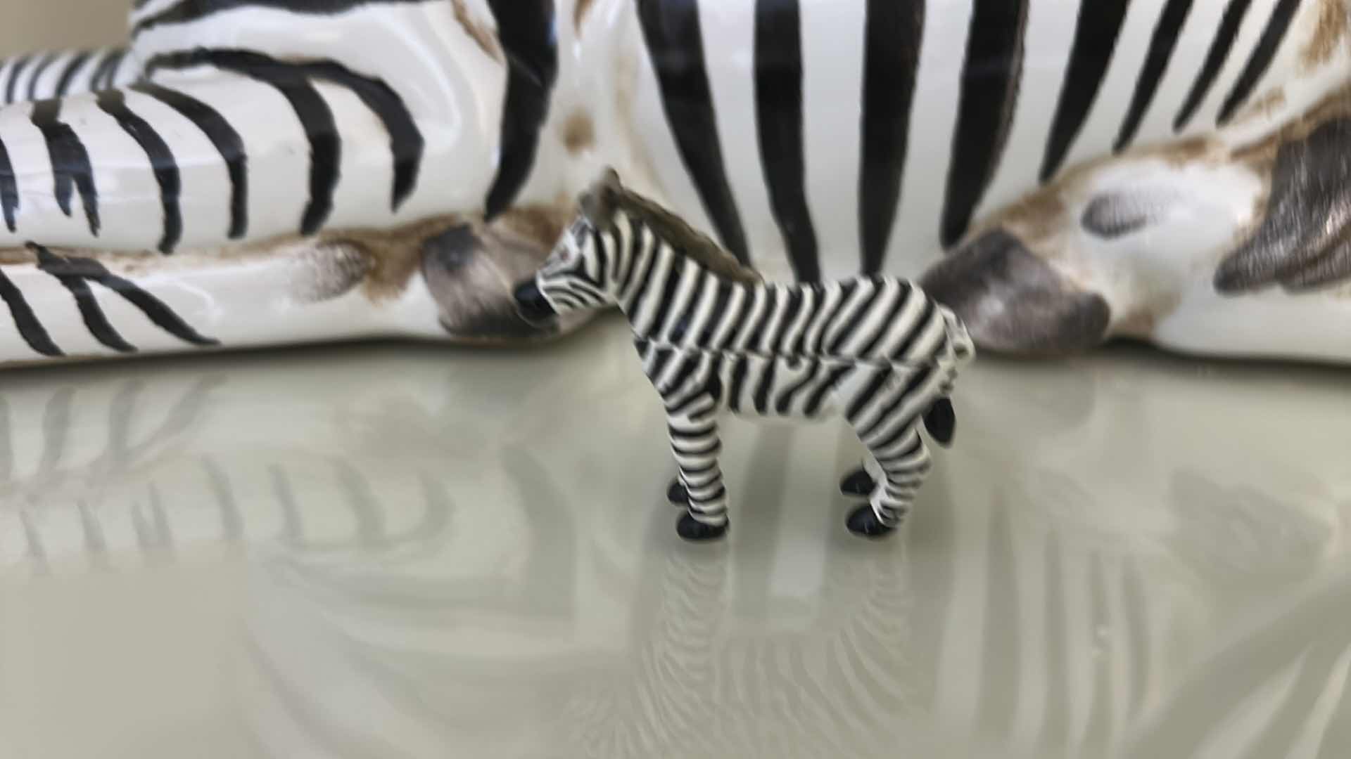 Photo 1 of 2 PORCELAIN ZEBRAS (LARGEST 17” x H10 1/2”)