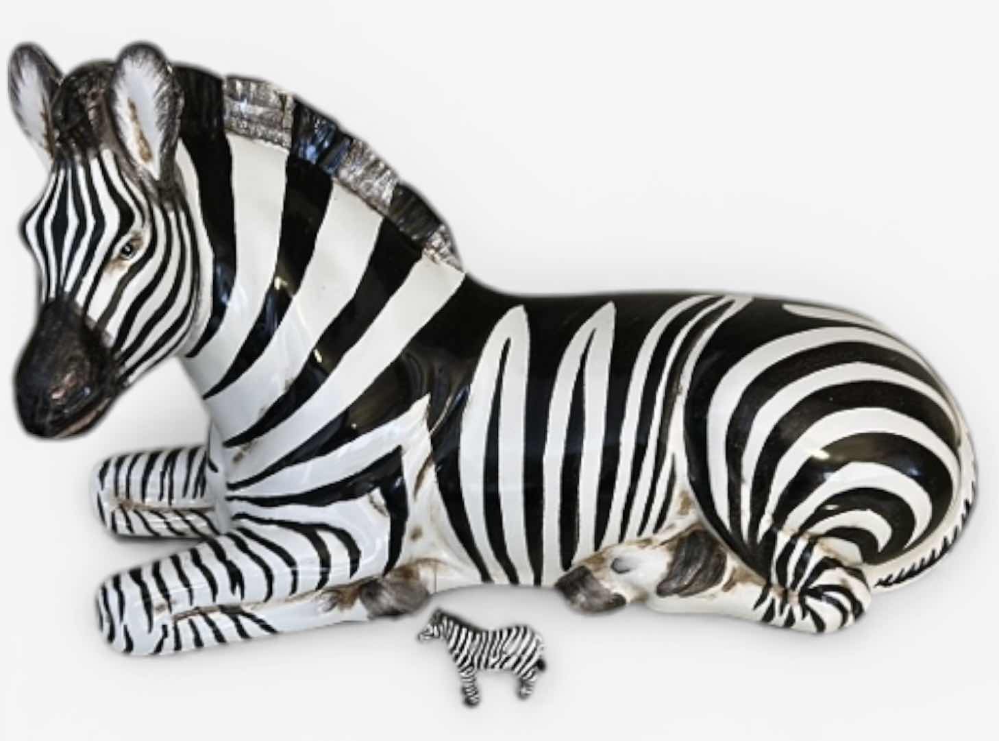 Photo 1 of 2 PORCELAIN ZEBRAS (LARGEST 17” x H10 1/2”)