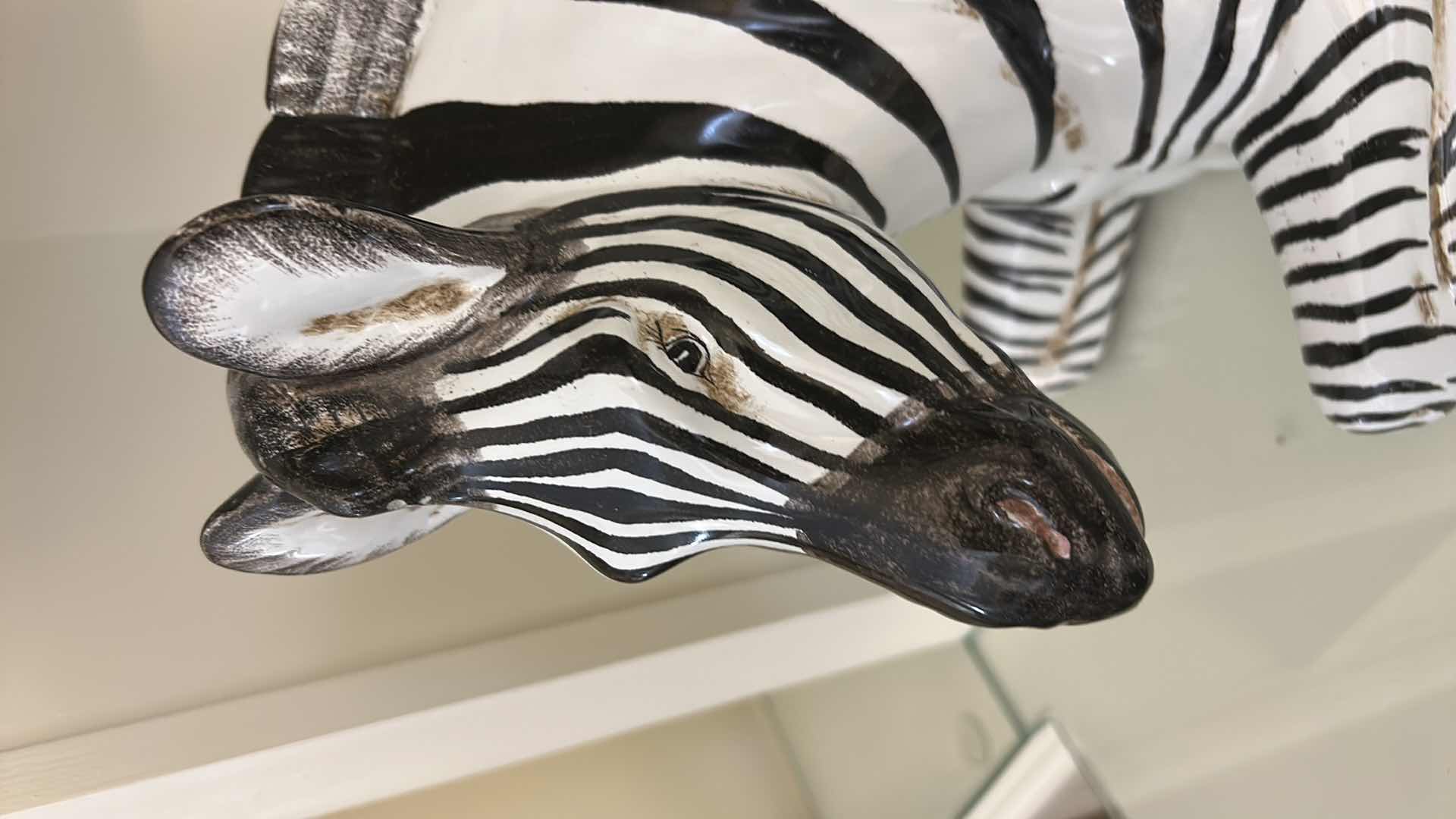 Photo 1 of 2 PORCELAIN ZEBRAS (LARGEST 17” x H10 1/2”)