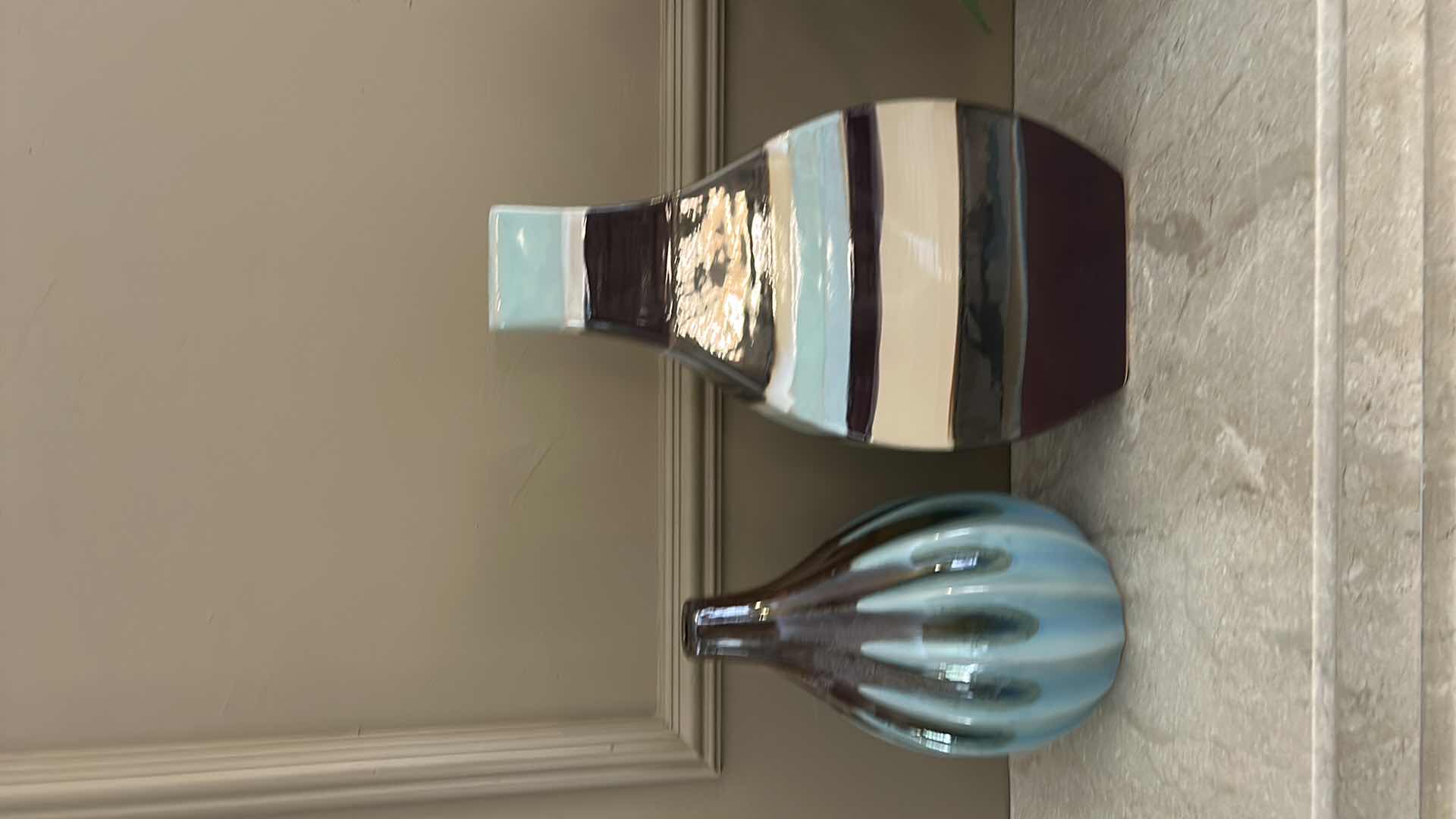 Photo 1 of 2 GLAZED POTTERY VASES (TALLEST H12”)