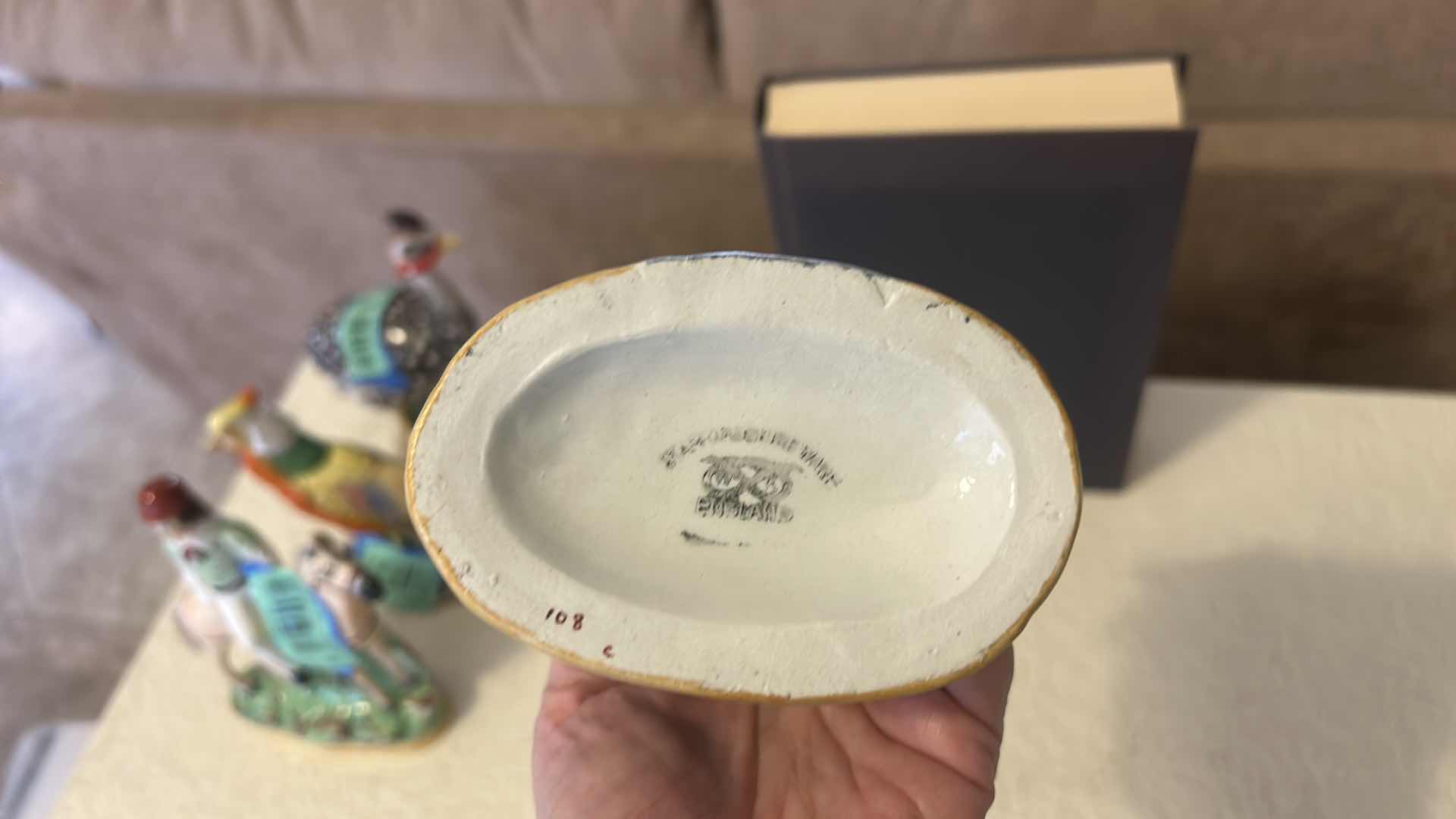 Photo 1 of ANTIQUE VICTORIAN STAFFORDSHIRE POTTERY SPILL VASE, H5”