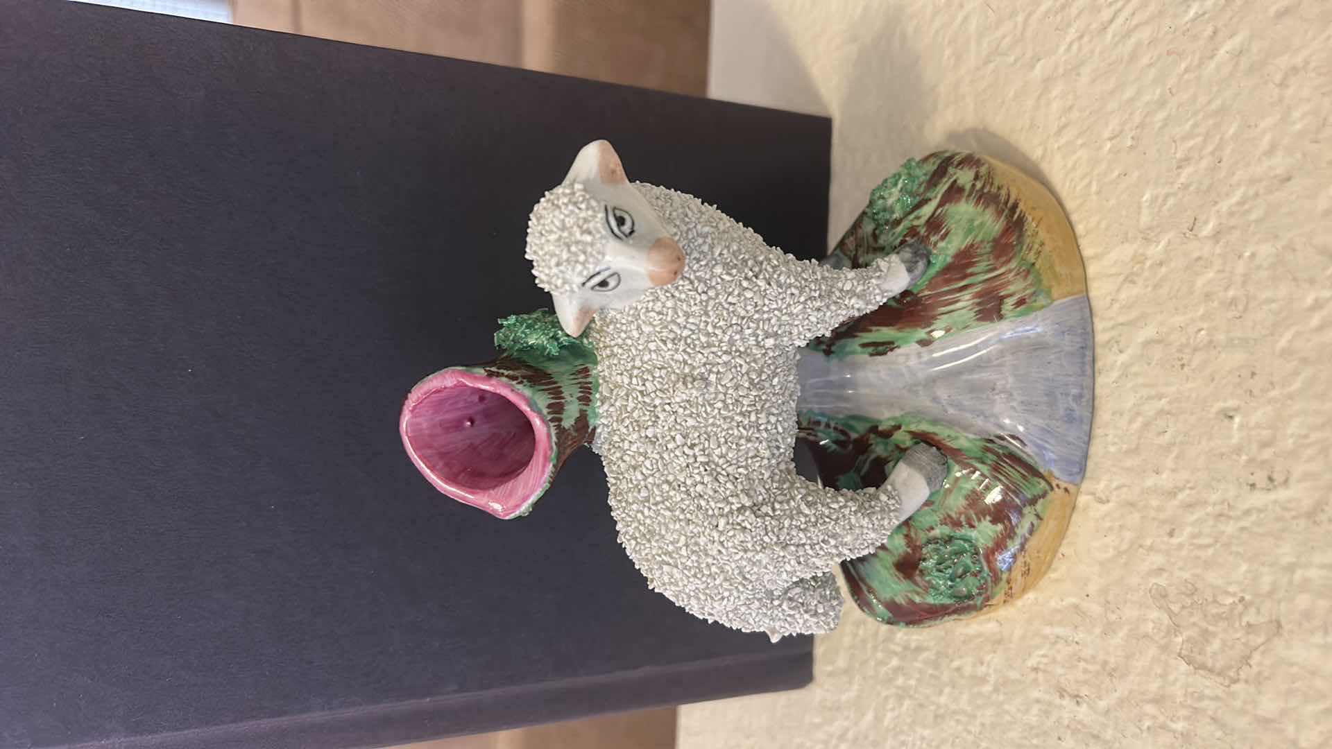 Photo 1 of ANTIQUE VICTORIAN STAFFORDSHIRE POTTERY SPILL VASE, H5”