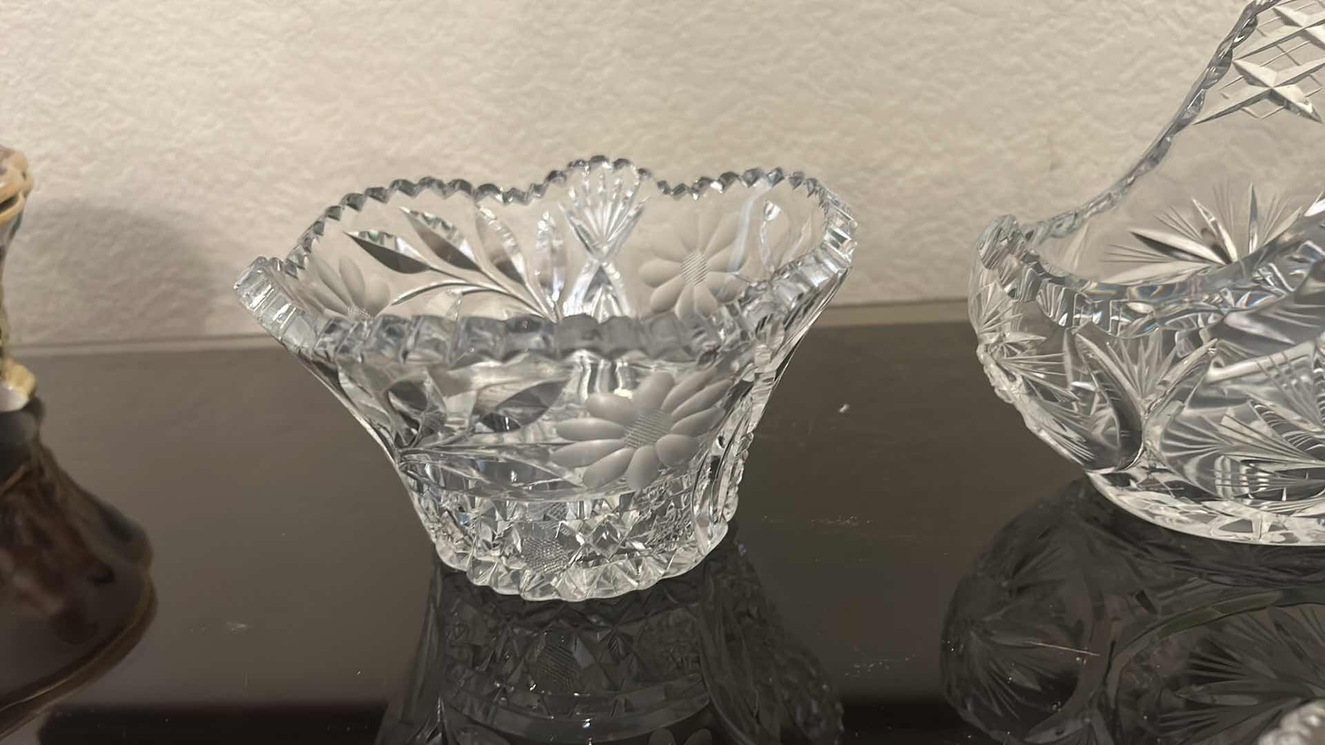 Photo 1 of 3 PC VINTAGE CUT CRYSTAL PIECES (BASKET H6”)