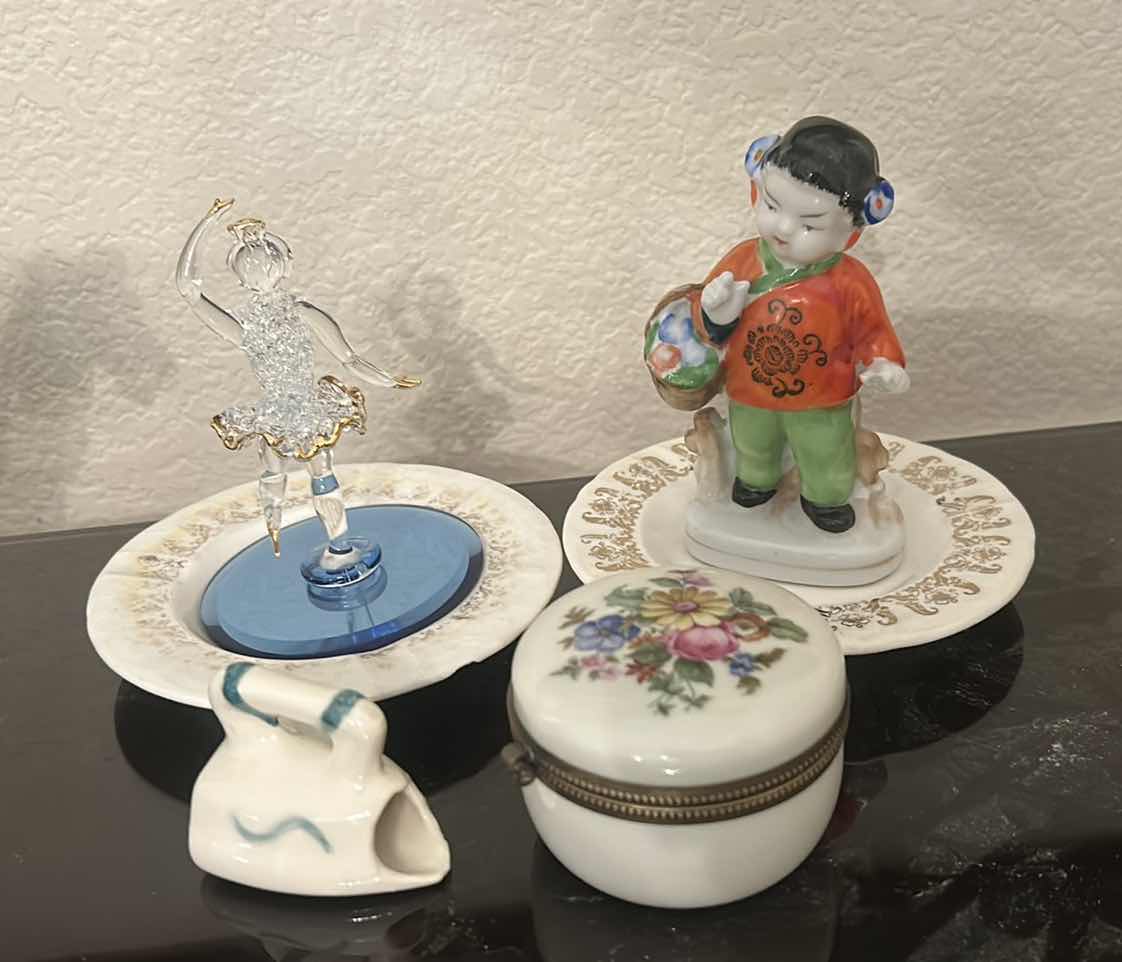 Photo 1 of 6 PC VINTAGE HOME DECOR, PORCELAIN AND GLASS BALLERINA H5”