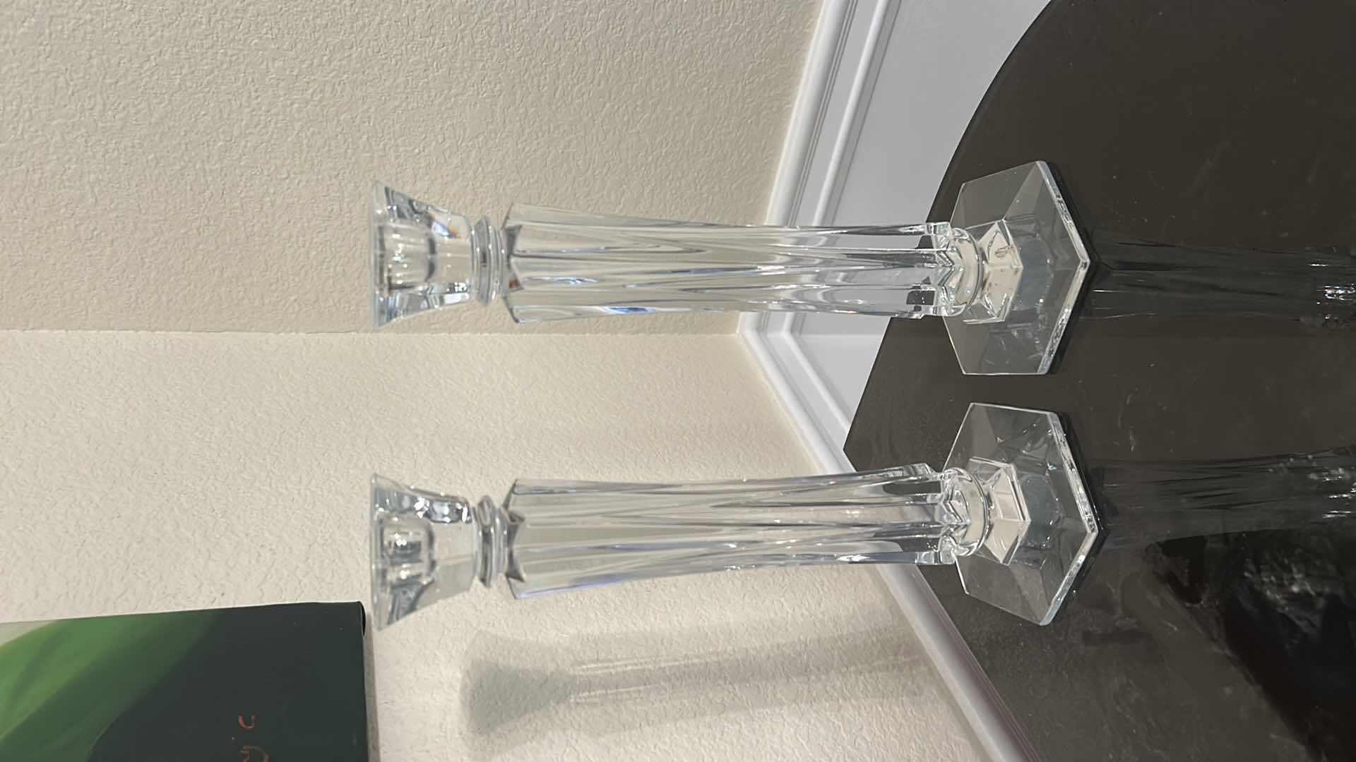 Photo 1 of 2 ROGASKA SAMOBOR CRYSTAL CANDLESTICK HOLDERS, MADE FROM 24% LEAD CRYSTAL AND WERE MANUFACTURED IN SLOVENIA. H12”