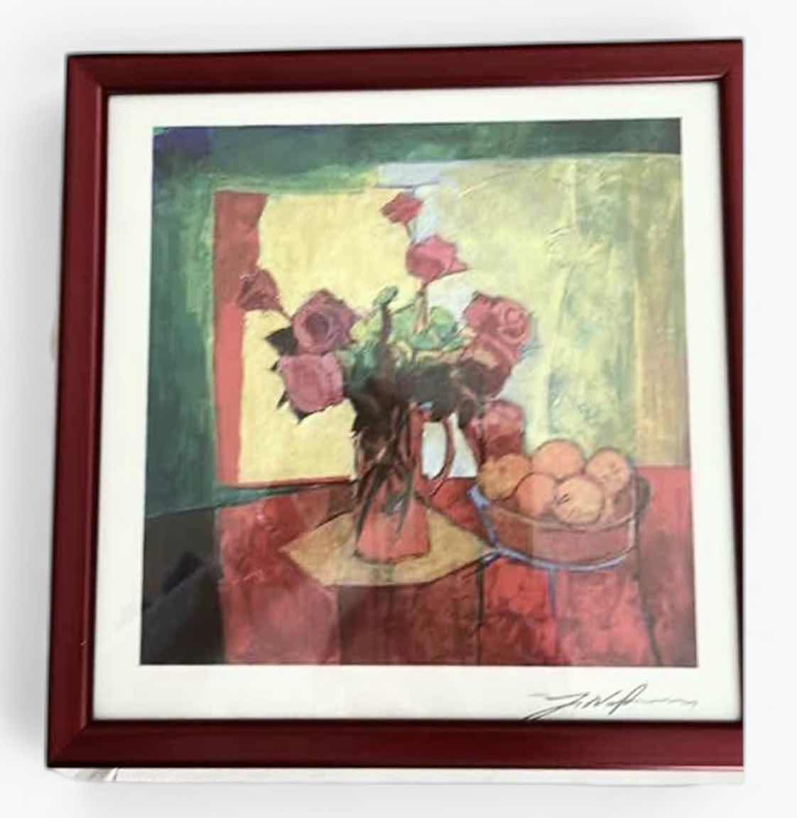 Photo 1 of FRAMED ARTWORK, SERIOLITHOGRAPH PRINT TITLED “BREAKFAST TABLE” BY ARTIST YUVAL WOLFSON. ARTWORK WITH COA