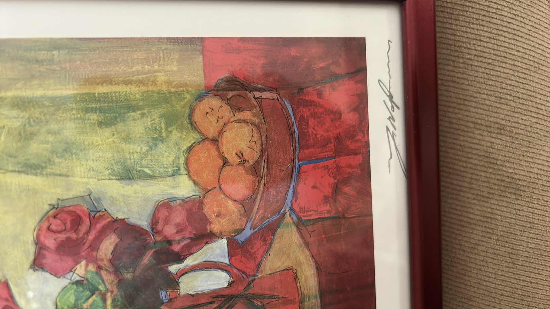 Photo 1 of FRAMED ARTWORK, SERIOLITHOGRAPH PRINT TITLED “BREAKFAST TABLE” BY ARTIST YUVAL WOLFSON. ARTWORK WITH COA