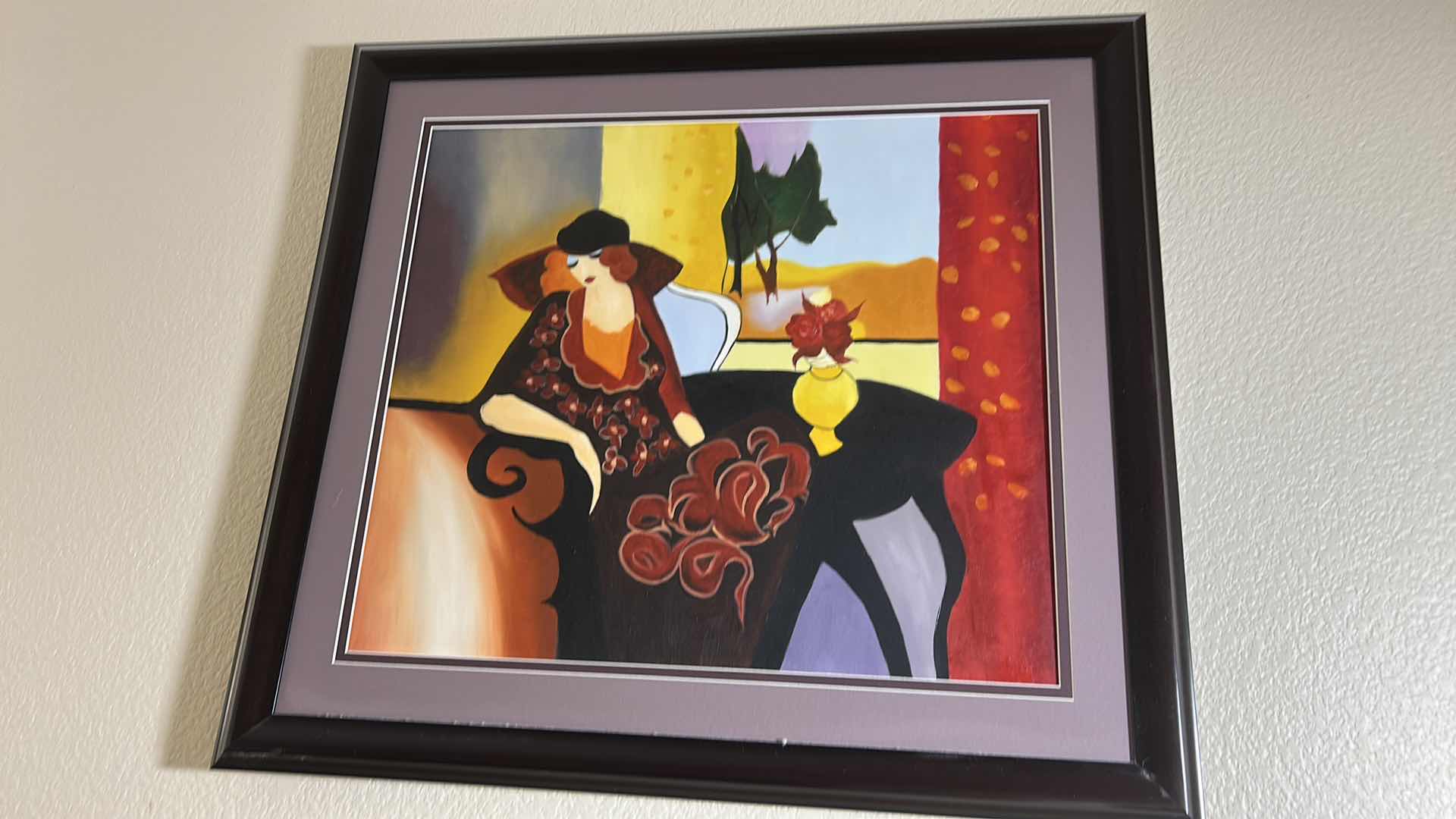 Photo 1 of FRAMED PRINT, AUTUMN REPOSE” BY THE CELEBRATED ISRAELI ARTIST ITZCHAK TARKAY (1935–2012).  ARTWORK 33” x H30”