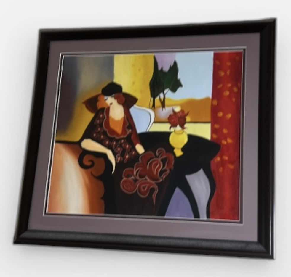 Photo 1 of FRAMED PRINT, AUTUMN REPOSE” BY THE CELEBRATED ISRAELI ARTIST ITZCHAK TARKAY (1935–2012).  ARTWORK 33” x H30”