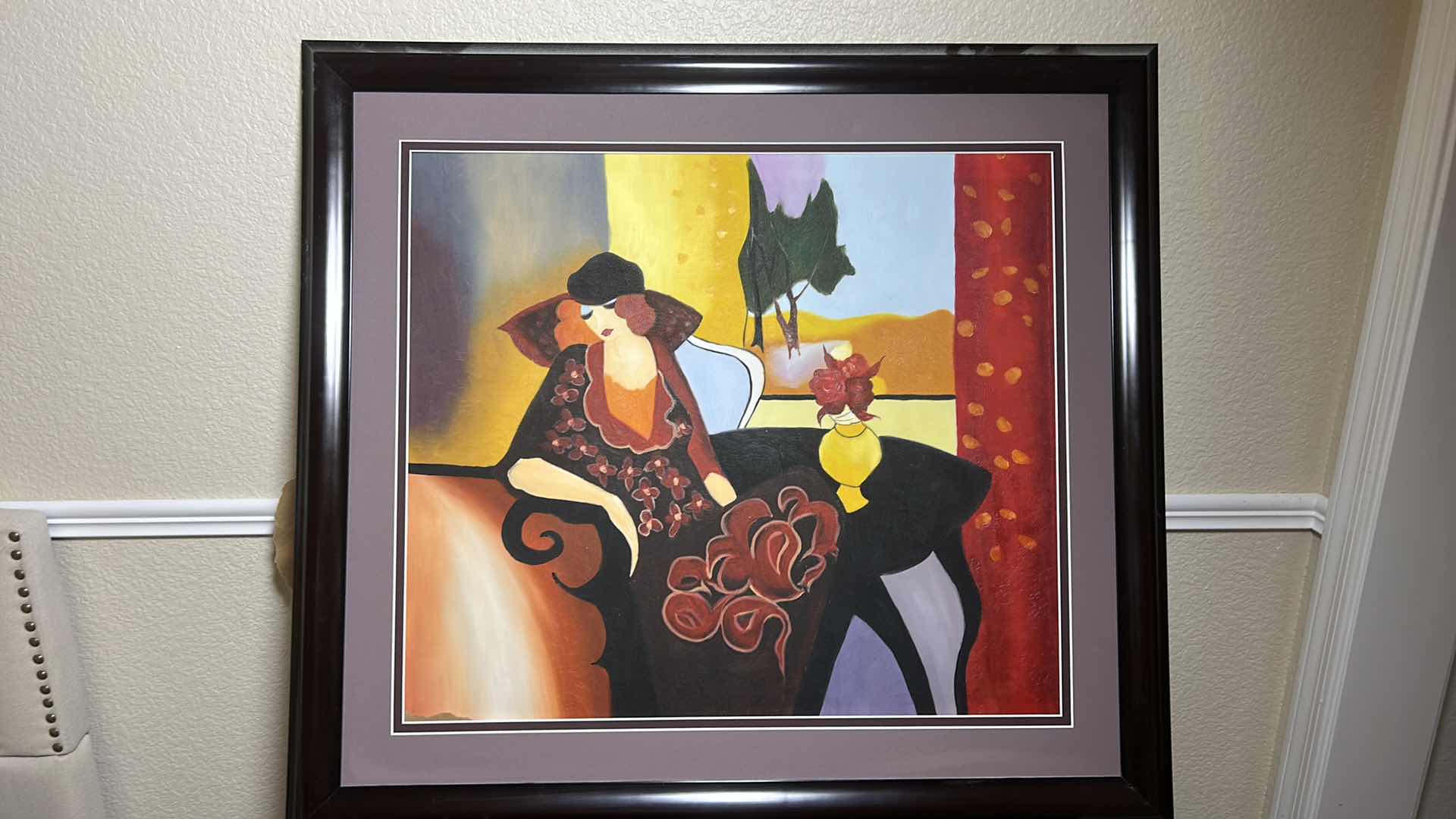 Photo 1 of FRAMED PRINT, AUTUMN REPOSE” BY THE CELEBRATED ISRAELI ARTIST ITZCHAK TARKAY (1935–2012).  ARTWORK 33” x H30”