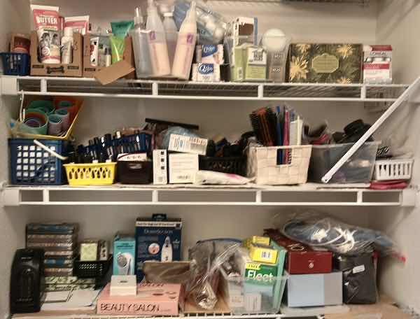 Photo 1 of CONTENTS ON THREE SHELVES, BEAUTY PRODUCTS AND HAIR PRODUCTS