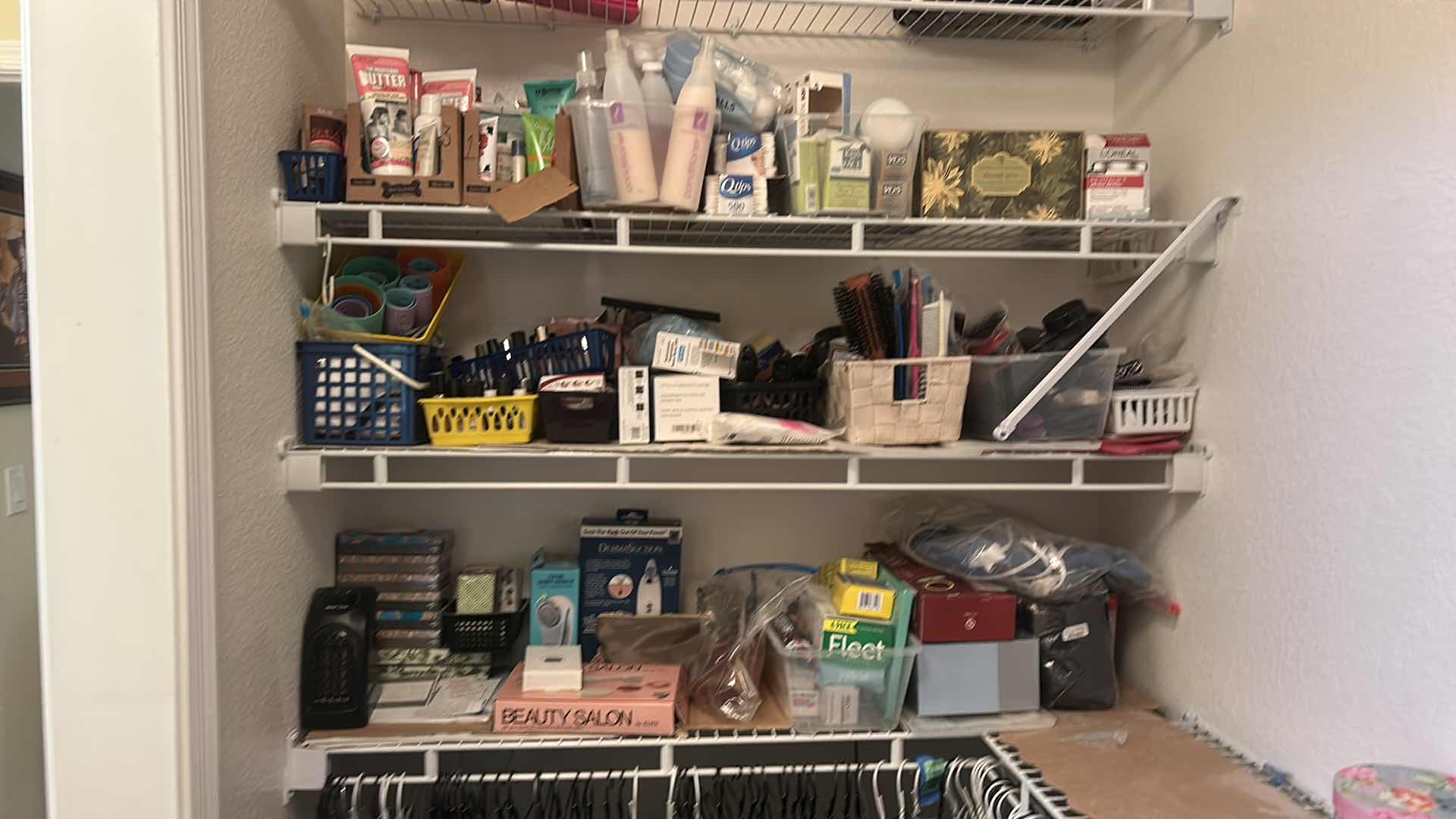 Photo 1 of CONTENTS ON THREE SHELVES, BEAUTY PRODUCTS AND HAIR PRODUCTS