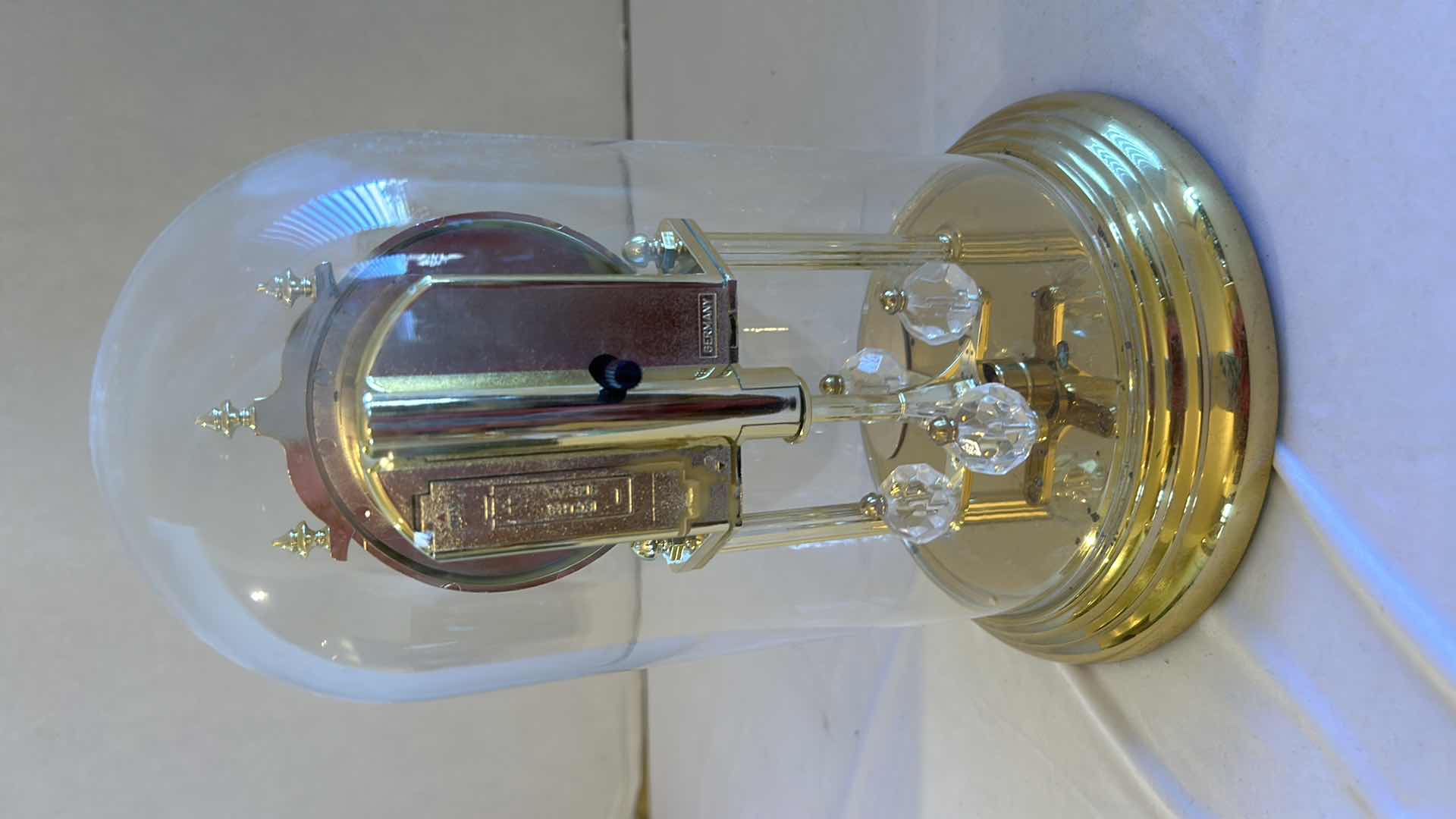Photo 1 of BULOVA QUARTZ MANTLE CLOCK W GLASS DOME H 10”