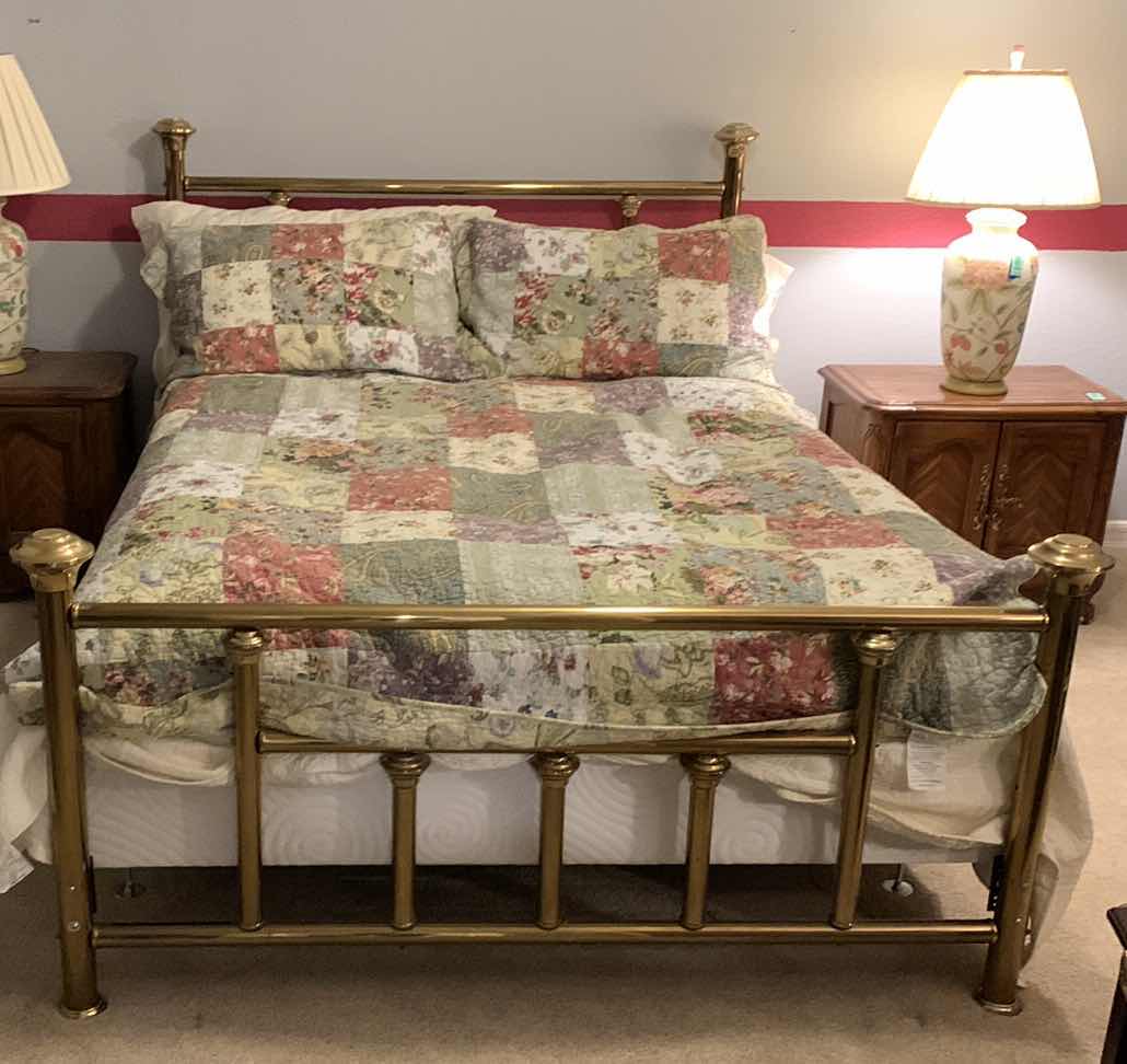 View 1 of BRASS QUEEN SIZE BED FRAME 63” X 88” H 49”