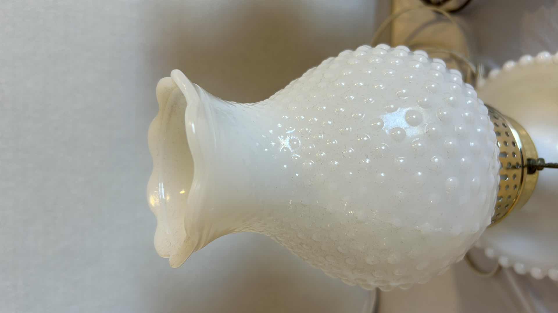 Photo 1 of 2-VINTAGE MILK GLASS HURRICANE LAMPS 