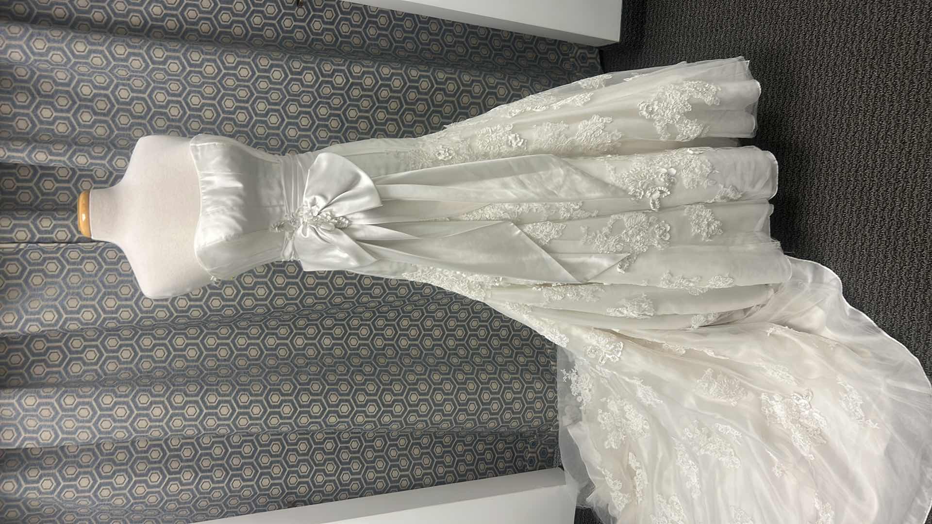 Photo 1 of BRIDAL GOWN “MAGGIE SOTTERO, IVORY ORGANZA AND TULLE WITH EMBELLISHED LACE, HANDMADE FLOWERS FEATURING LONG FULL TRAIN SIZE 8-10 