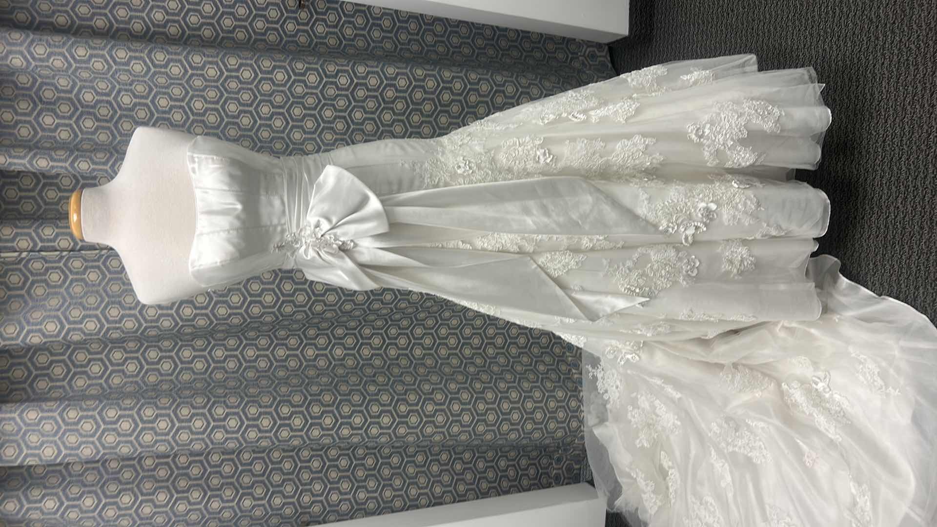 Photo 1 of BRIDAL GOWN “MAGGIE SOTTERO, IVORY ORGANZA AND TULLE WITH EMBELLISHED LACE, HANDMADE FLOWERS FEATURING LONG FULL TRAIN SIZE 8-10 