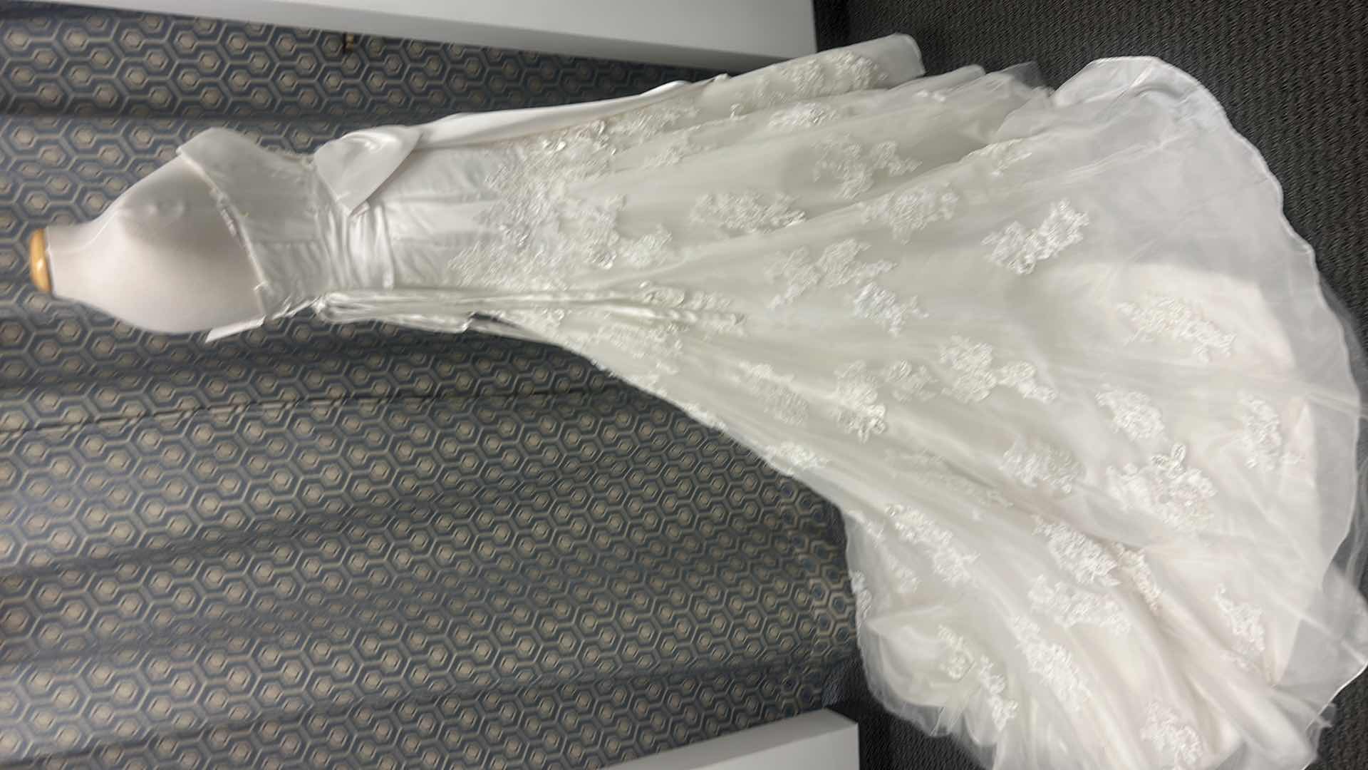 Photo 1 of BRIDAL GOWN “MAGGIE SOTTERO, IVORY ORGANZA AND TULLE WITH EMBELLISHED LACE, HANDMADE FLOWERS FEATURING LONG FULL TRAIN SIZE 8-10 