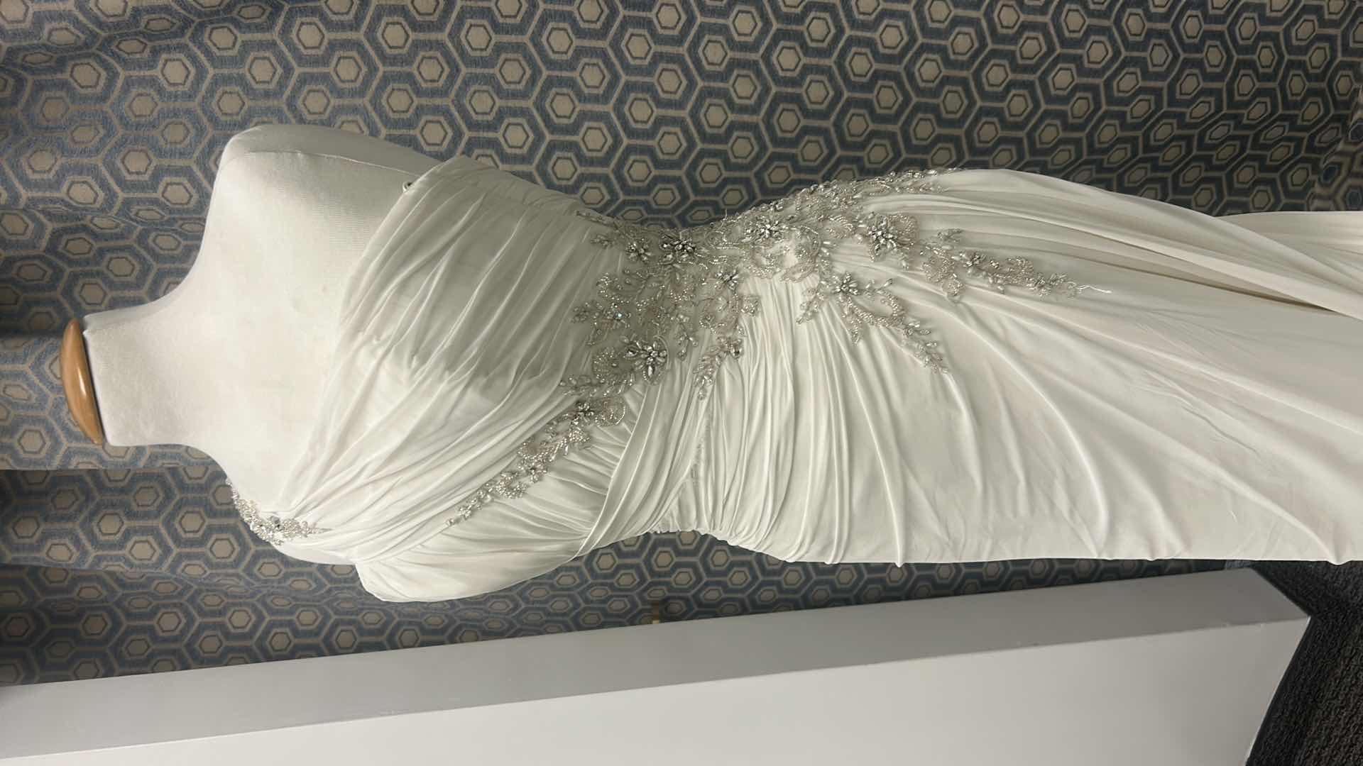 Photo 1 of NEW BRIDAL GOWN “SOTTERO AND MIDGLEY COUTURE”  WHITE ONE SHOULDER WEDDING DRESS WITH DIAGONAL RUCHING ACROSS THE BODICE, SUBTLE SIDE EMBELLISHMENT SIZE 12 