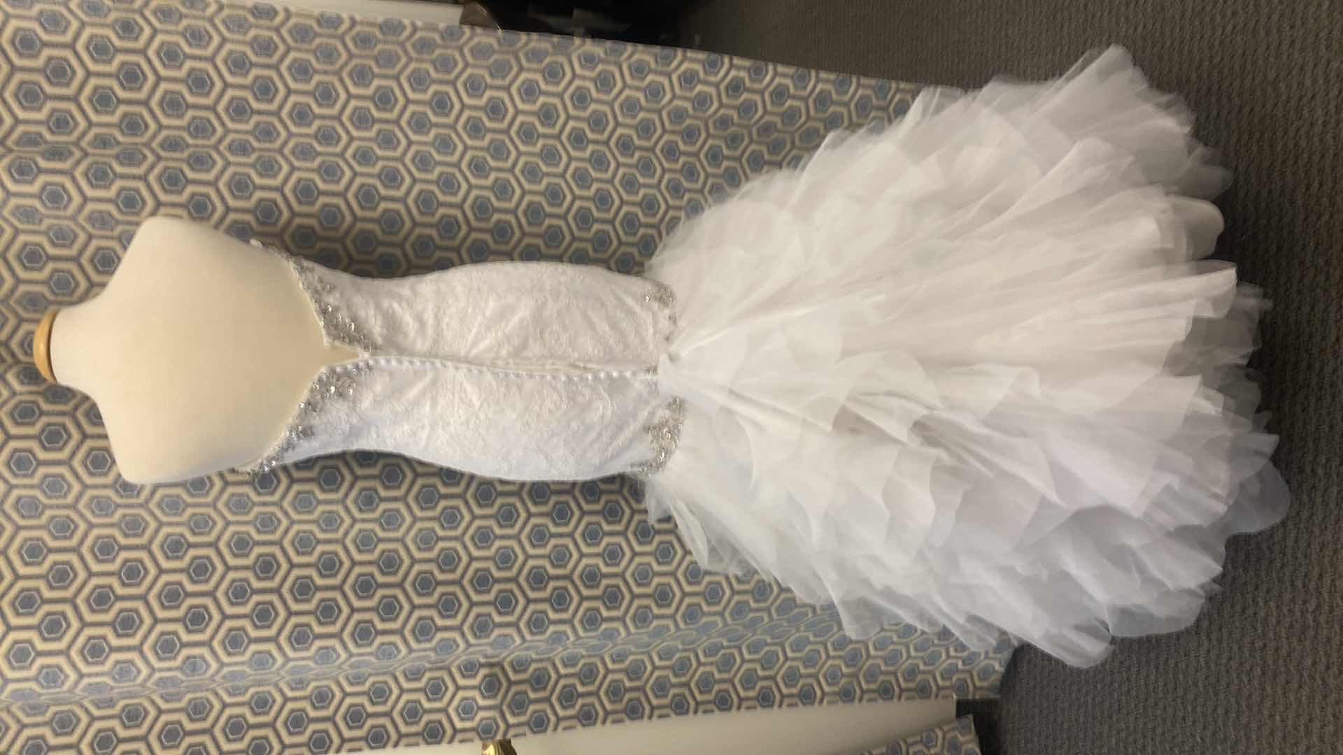 Photo 1 of BRIDAL GOWN “MORI LEE BY MADELINE GARDNER” WHITE LACE w FLORAL BEADS & PEARLS w CORSET SIZE 10