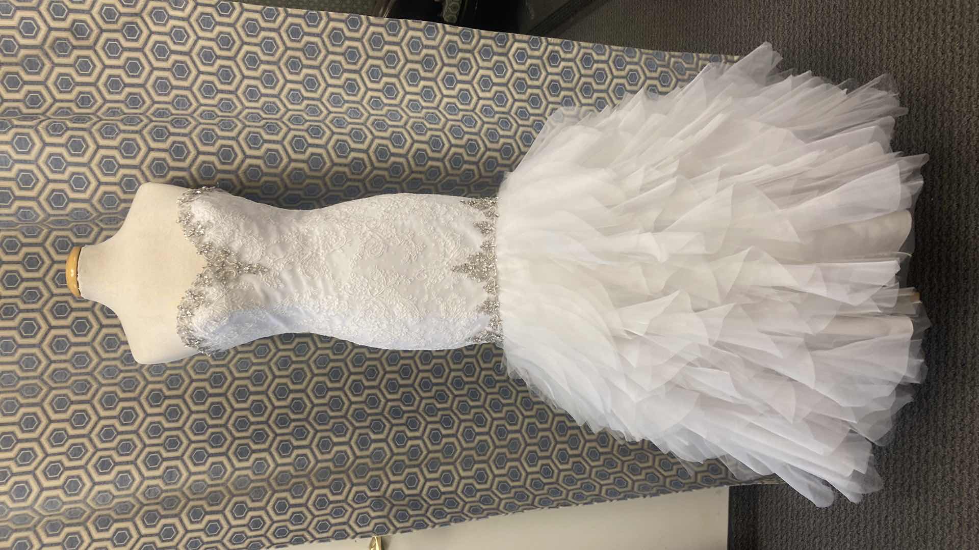 Photo 1 of BRIDAL GOWN “MORI LEE BY MADELINE GARDNER” WHITE LACE w FLORAL BEADS & PEARLS w CORSET SIZE 10