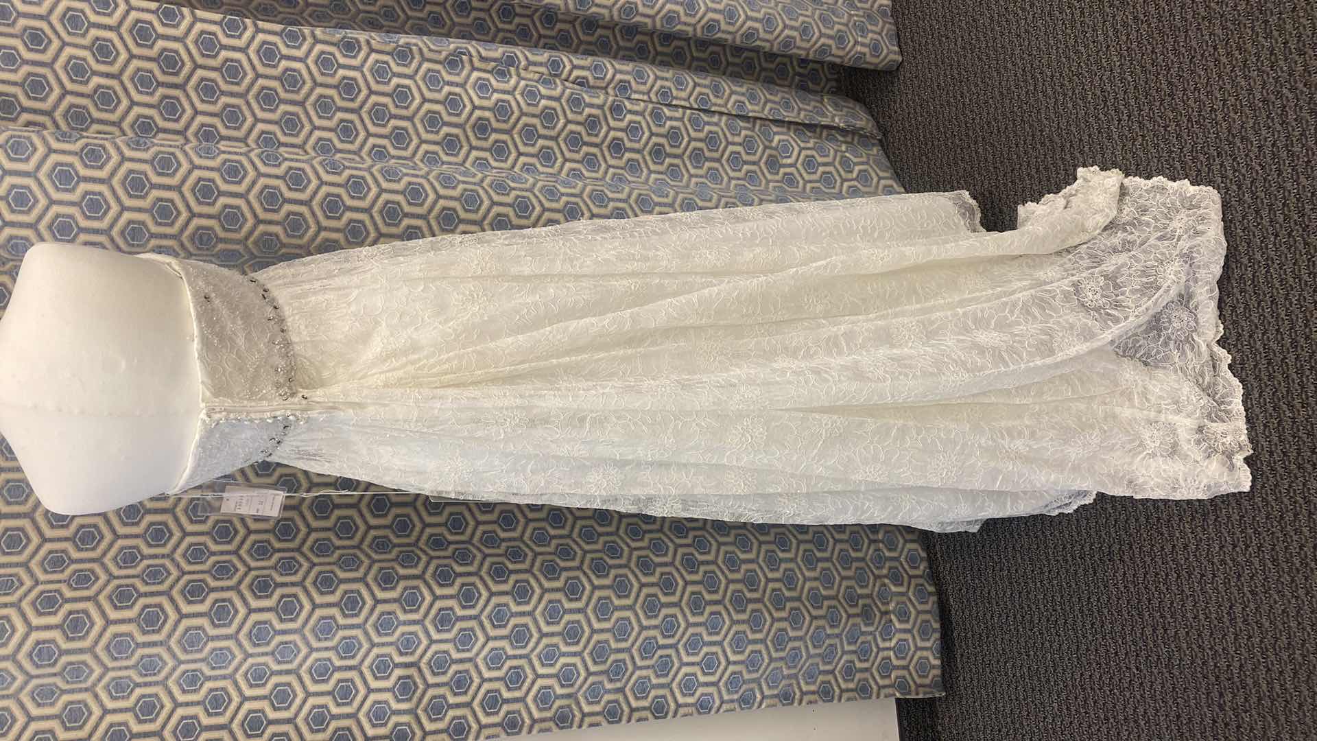 Photo 1 of BRIDAL GOWN “SONIA CBOLETTE” WHITE SATIN & IS IVORY LACE w RHINESTONE & BEADS SIZE 12