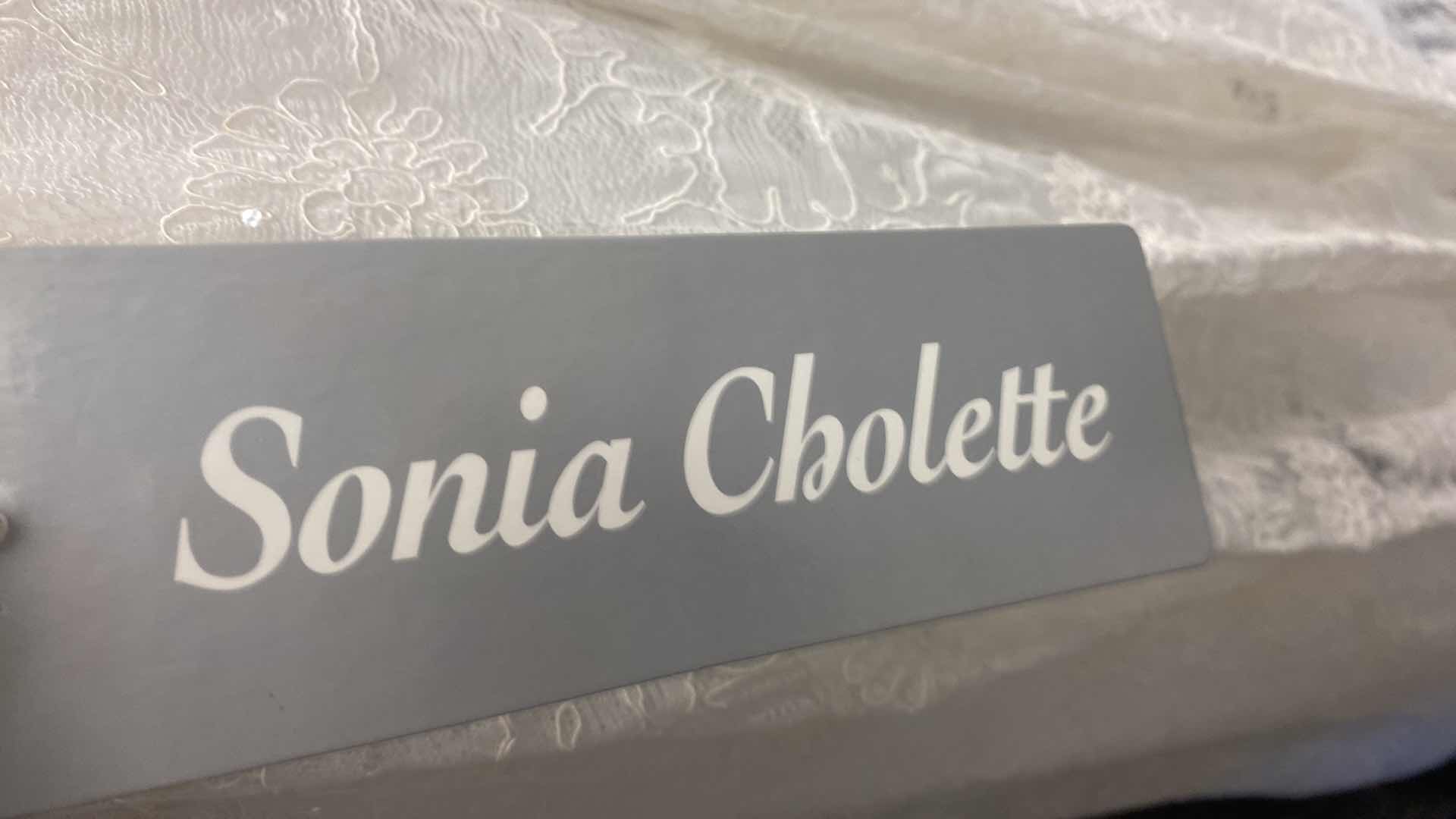 Photo 1 of BRIDAL GOWN “SONIA CBOLETTE” WHITE SATIN & IS IVORY LACE w RHINESTONE & BEADS SIZE 12