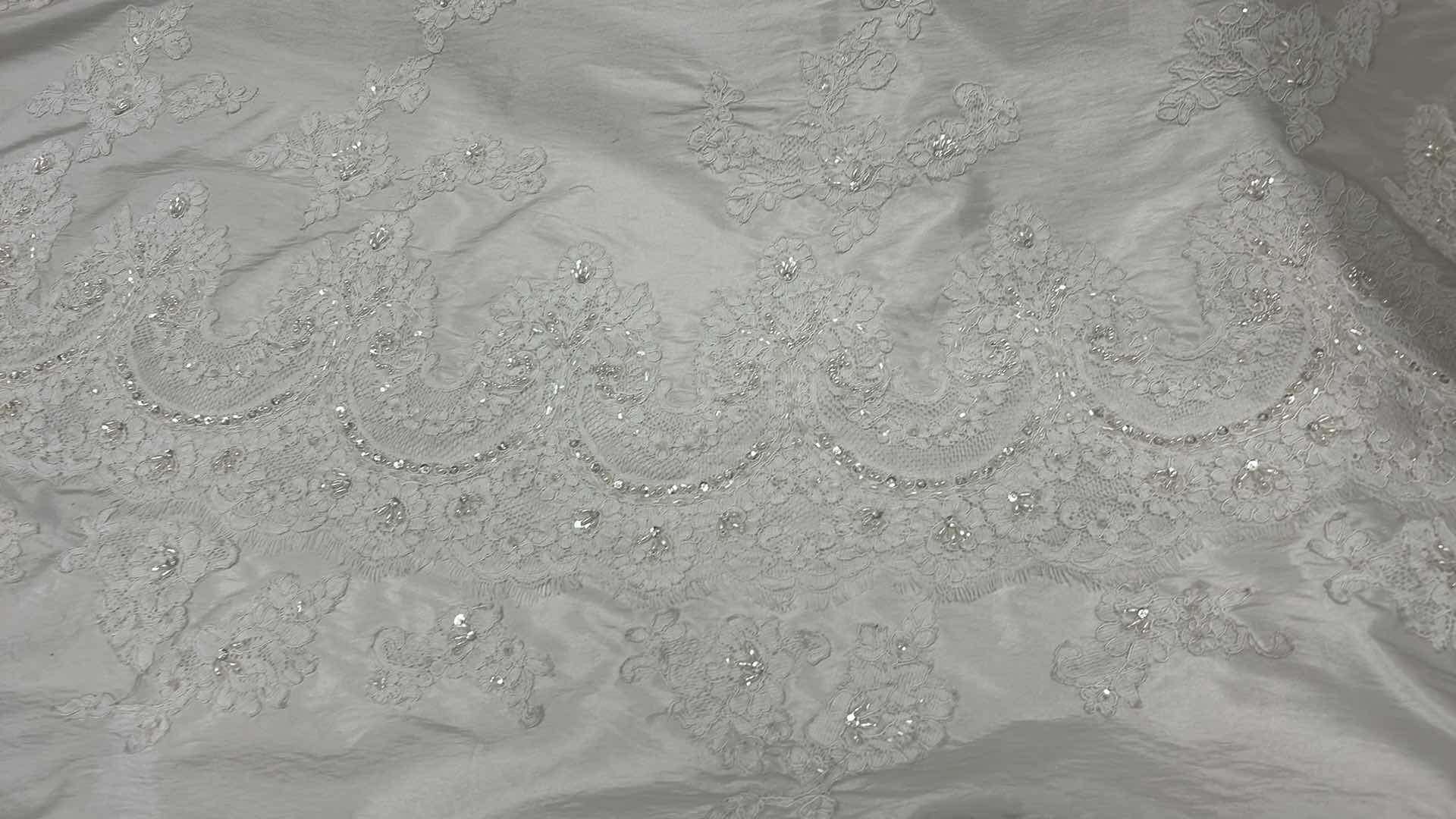 Photo 1 of BRIDAL GOWN - "CASABLANCA" SILKY TAFFETA STRAPLESS, FITTED LACE BODICE, IVORY PLATINUM WEDDING DRESS SIZE 10