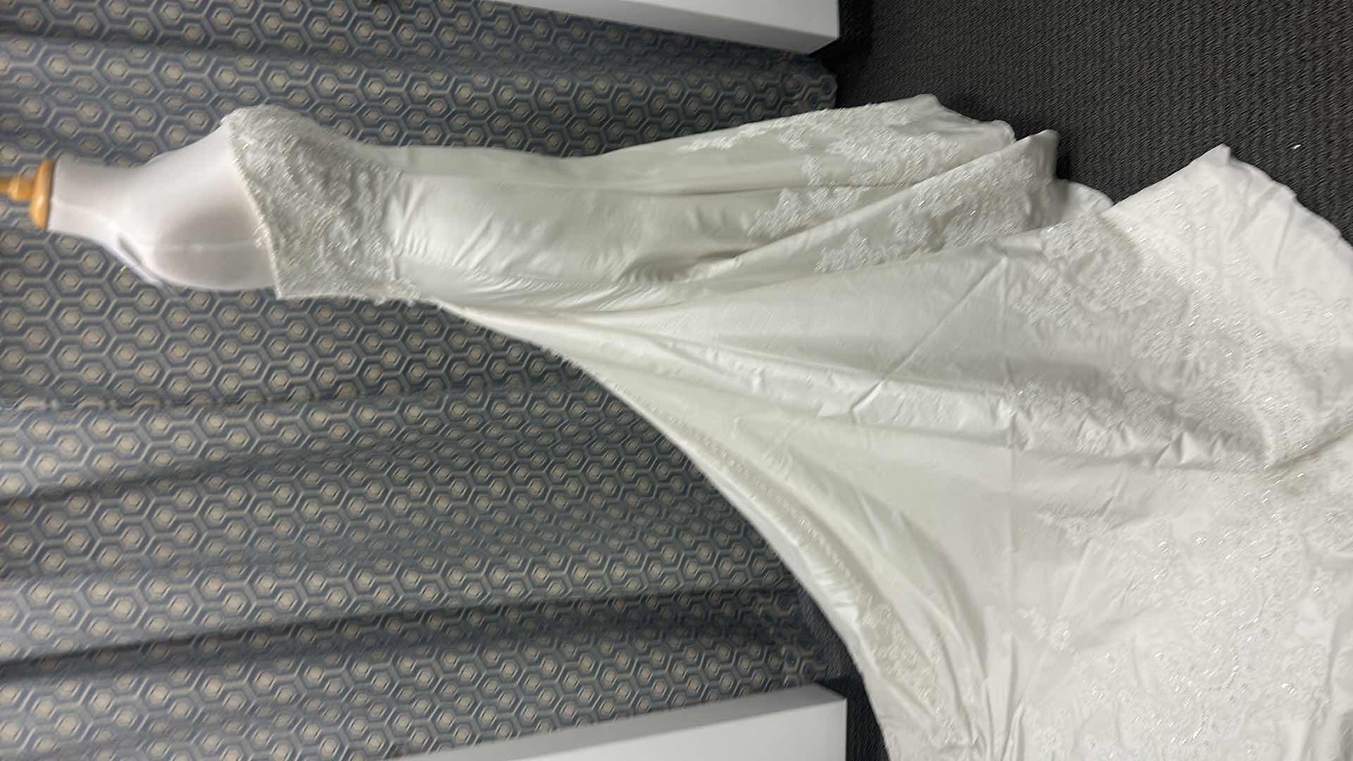 Photo 1 of BRIDAL GOWN - "CASABLANCA" SILKY TAFFETA STRAPLESS, FITTED LACE BODICE, IVORY PLATINUM WEDDING DRESS SIZE 10