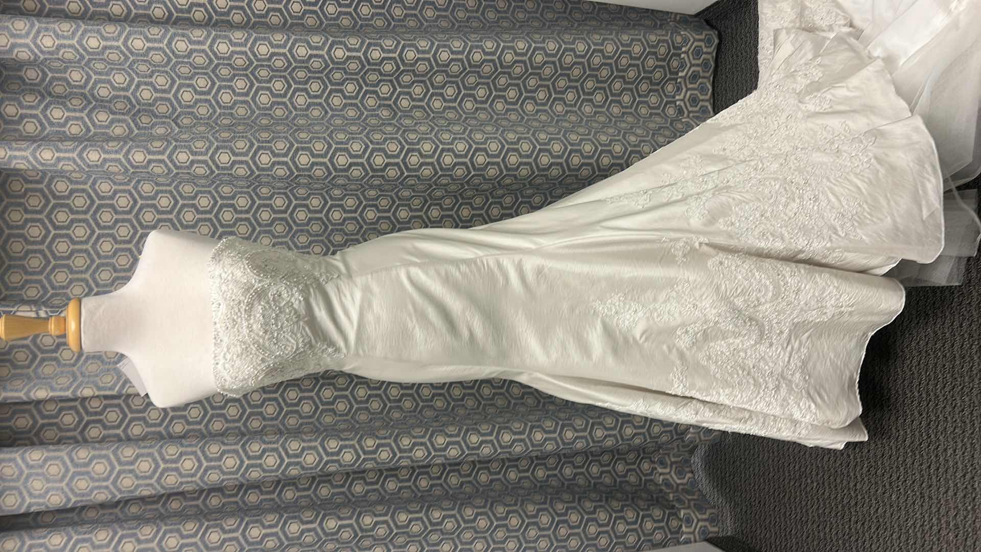 Photo 1 of BRIDAL GOWN - "CASABLANCA" SILKY TAFFETA STRAPLESS, FITTED LACE BODICE, IVORY PLATINUM WEDDING DRESS SIZE 10